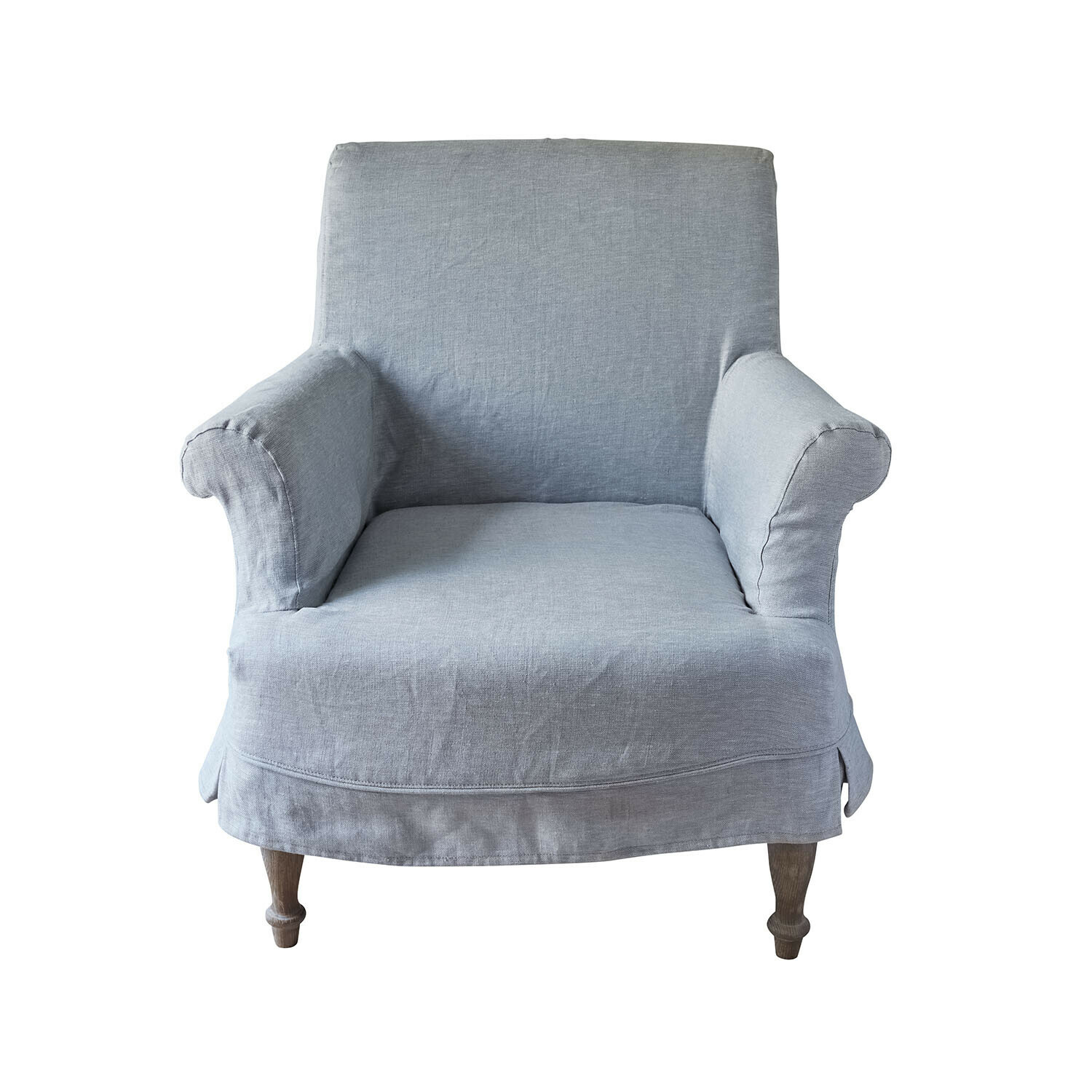 hellblau Hellblauer Everleighs Sessel aus Leinenstoff mit Holzbeinen, bequemer Wohnzimmerstuhl