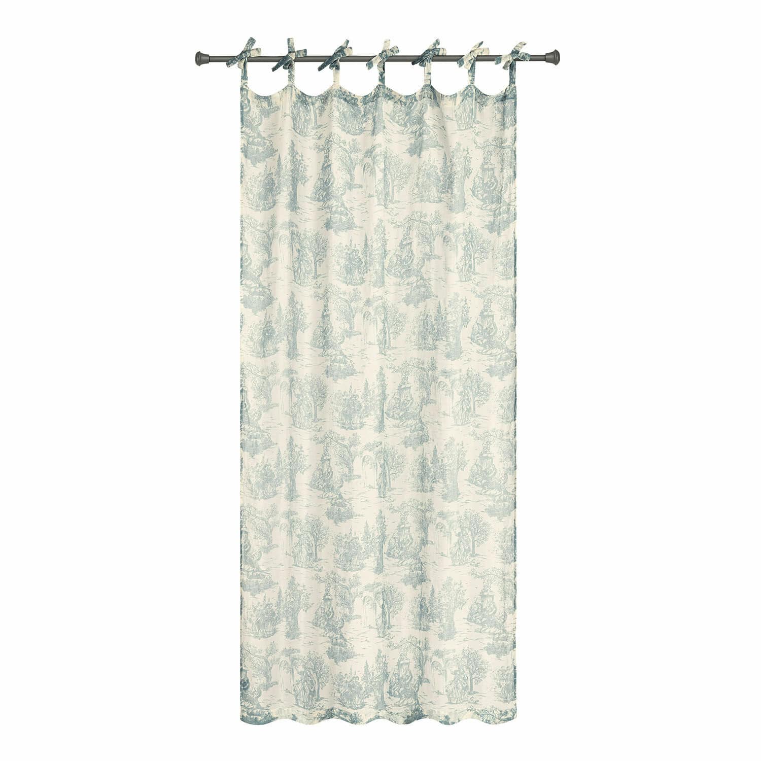 Gardine Dedwen Baumwollvorhang in Creme mit blauem Muster und Schlaufen zum Aufhängen, Fensterdekoration