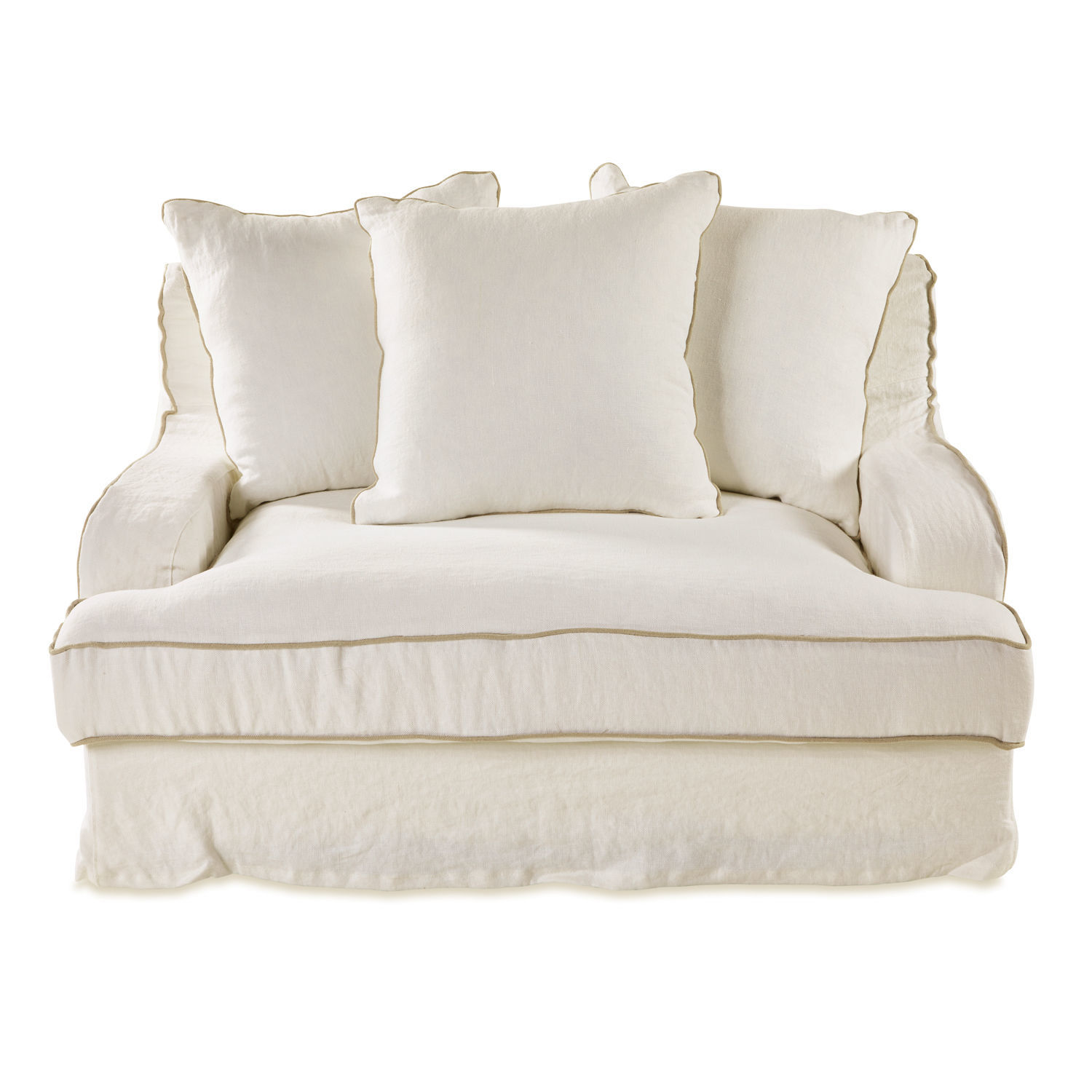 weiß/beige Sofa Monaco in Weiß aus Stoff mit weichen Kissen und bequemem Sitzbereich für Wohnzimmer