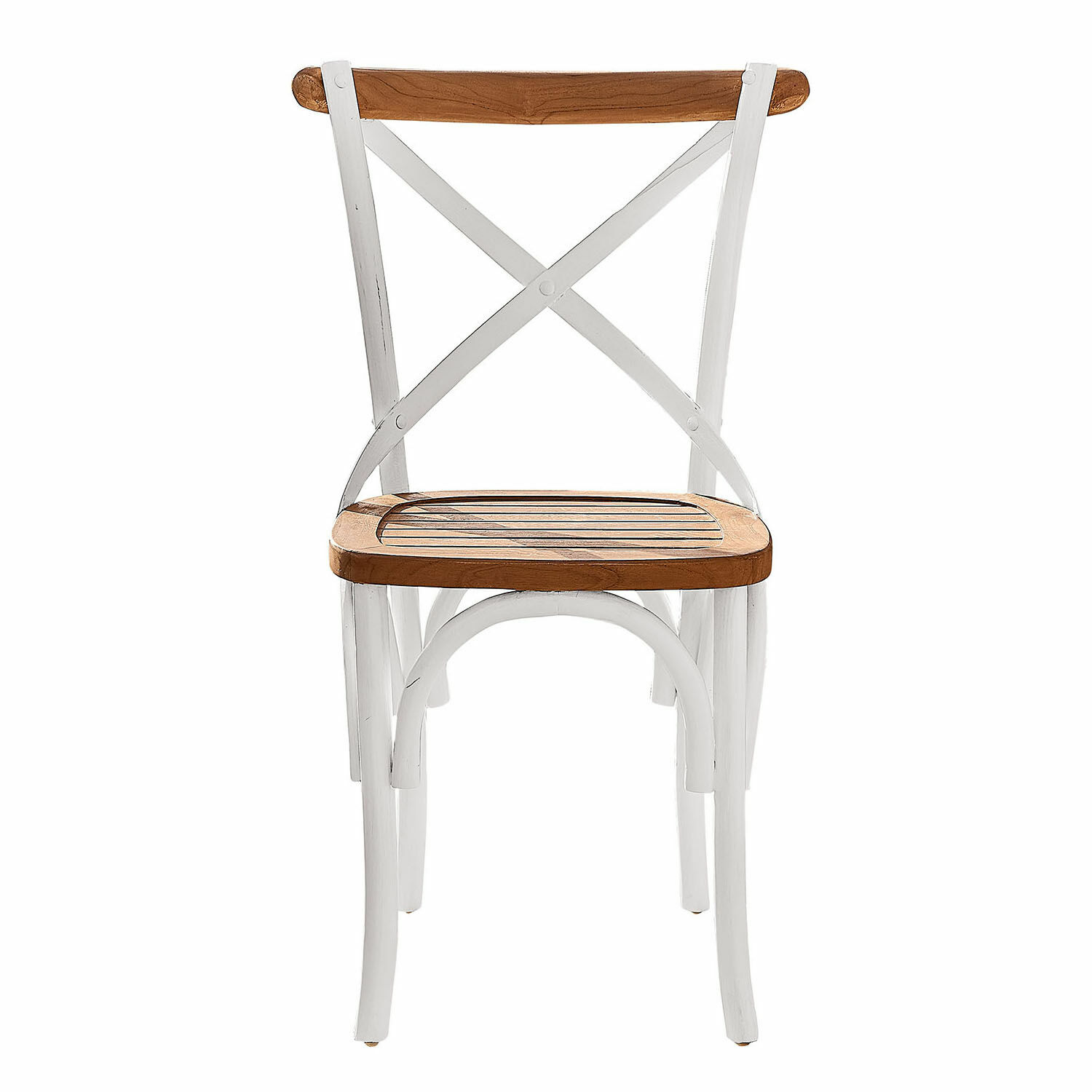 Stuhl Kirkdale aus Holz in Weiß und Braun, rustikaler Esszimmerstuhl