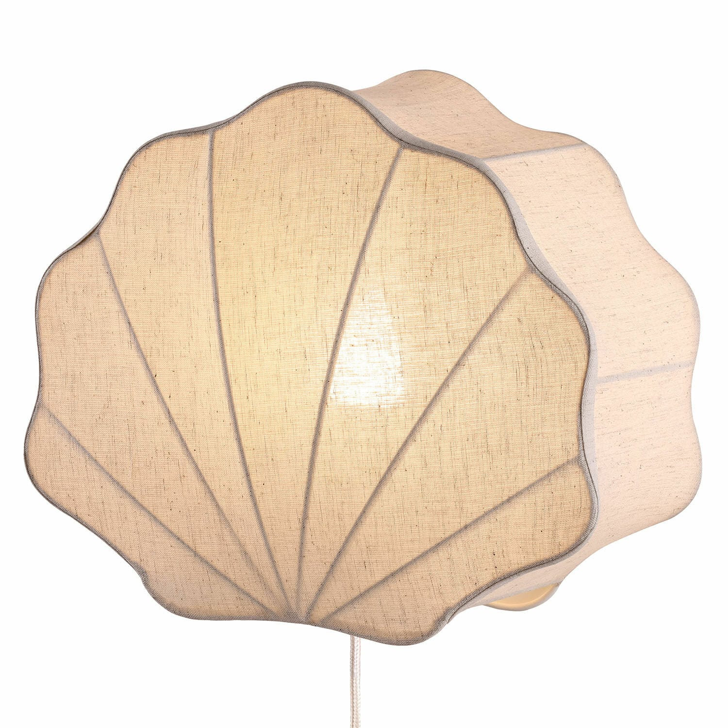 Wandlampe Vellaro Wandlampe in Muschelform aus beigem Stoff, dekorative Leuchte für Wohnzimmer oder Schlafzimmer