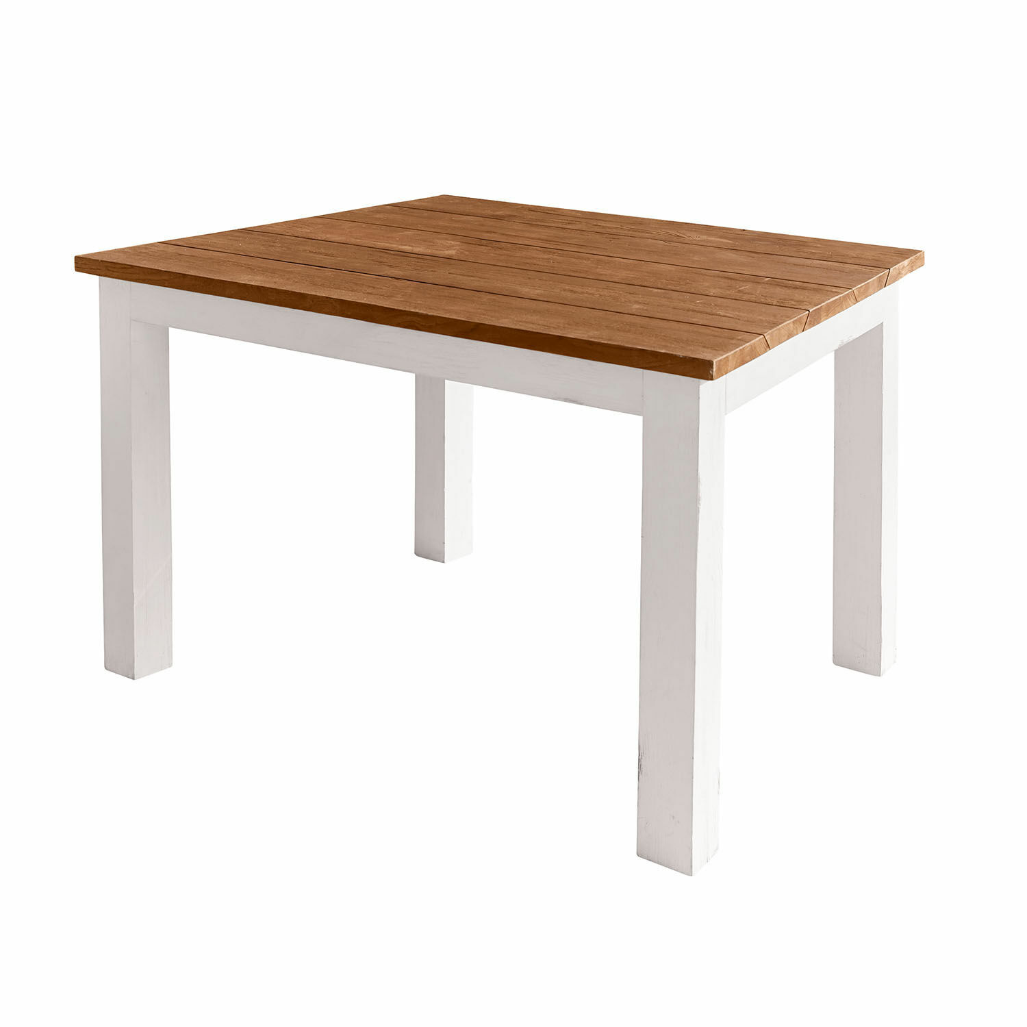 Tisch Kirkdale Tisch mit naturfarbenem Holzplatte und weißen Beinen, Esszimmer- oder Wohnzimmermöbel