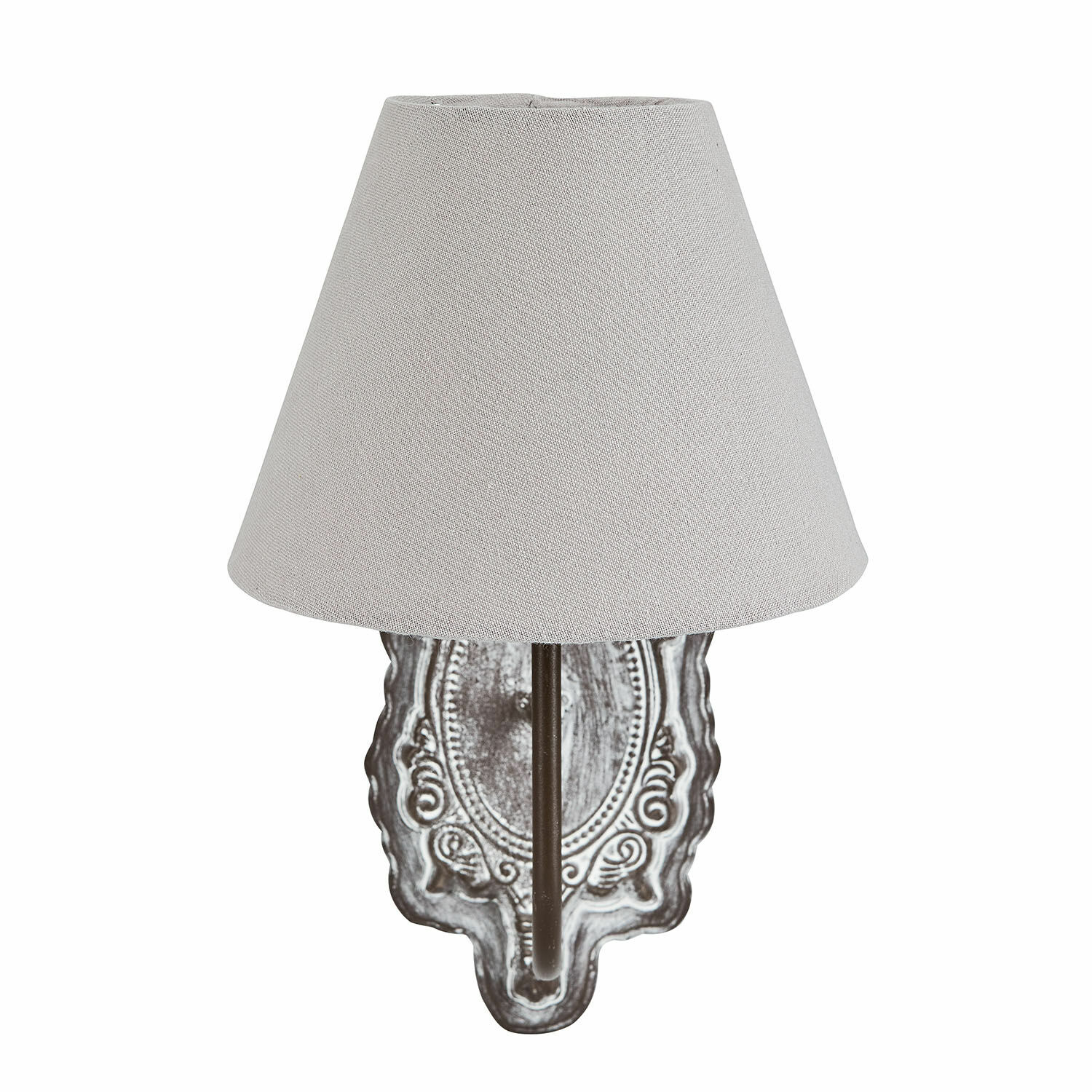 Wandlampe Abondant Wandleuchte mit Metallbasis und grauem Stoffschirm für stimmungsvolle Innenbeleuchtung
