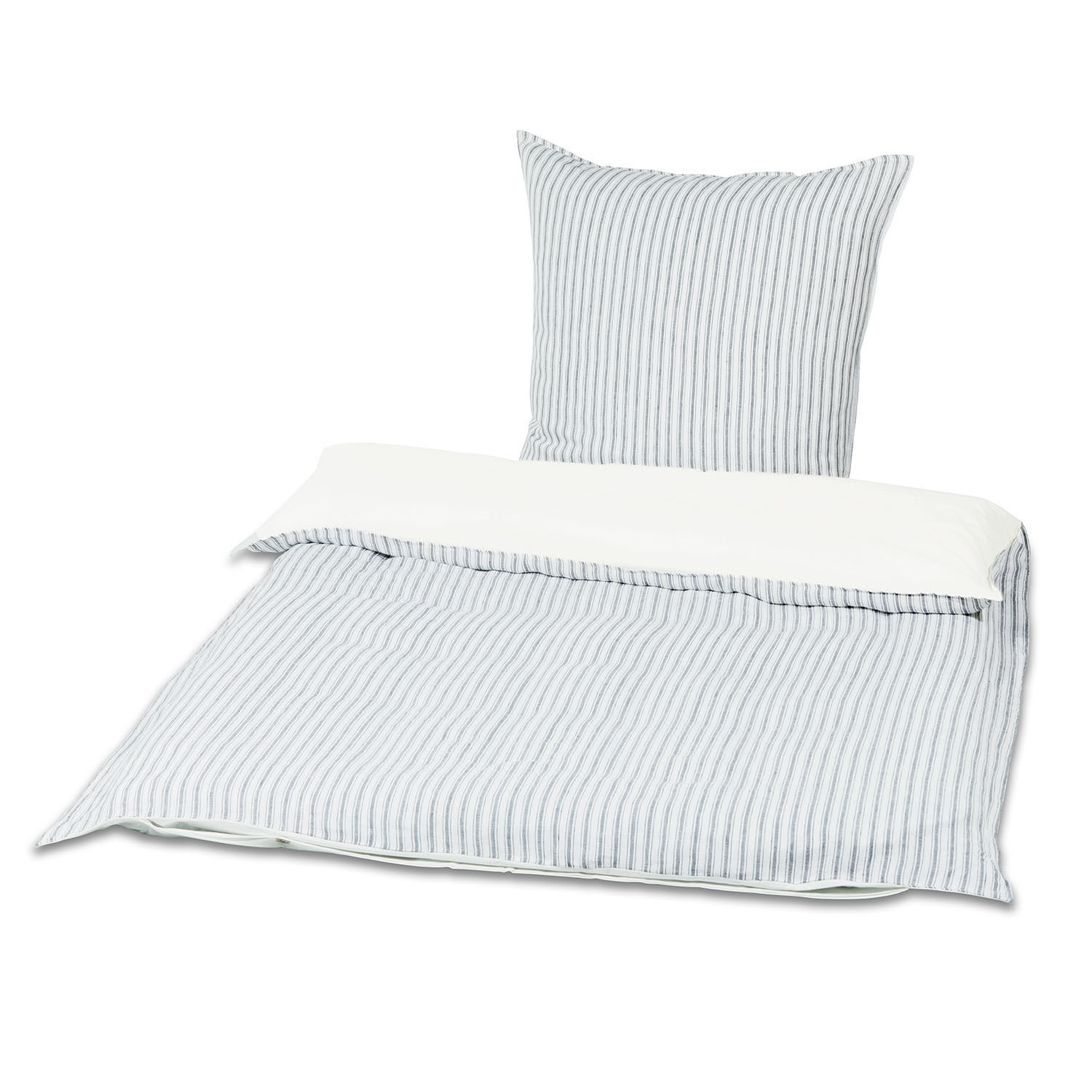 Bettwäsche Stripes Bettwäsche aus Baumwolle mit grauen Streifen auf weißem Grund, weich und bequem fürs Schlafzimmer