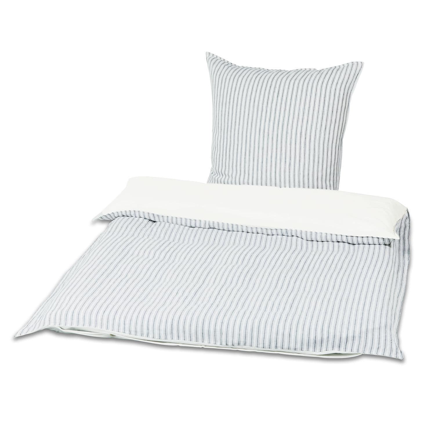 Bettwäsche Stripes Bettwäsche aus Baumwolle mit grauen Streifen auf weißem Grund, weich und bequem fürs Schlafzimmer