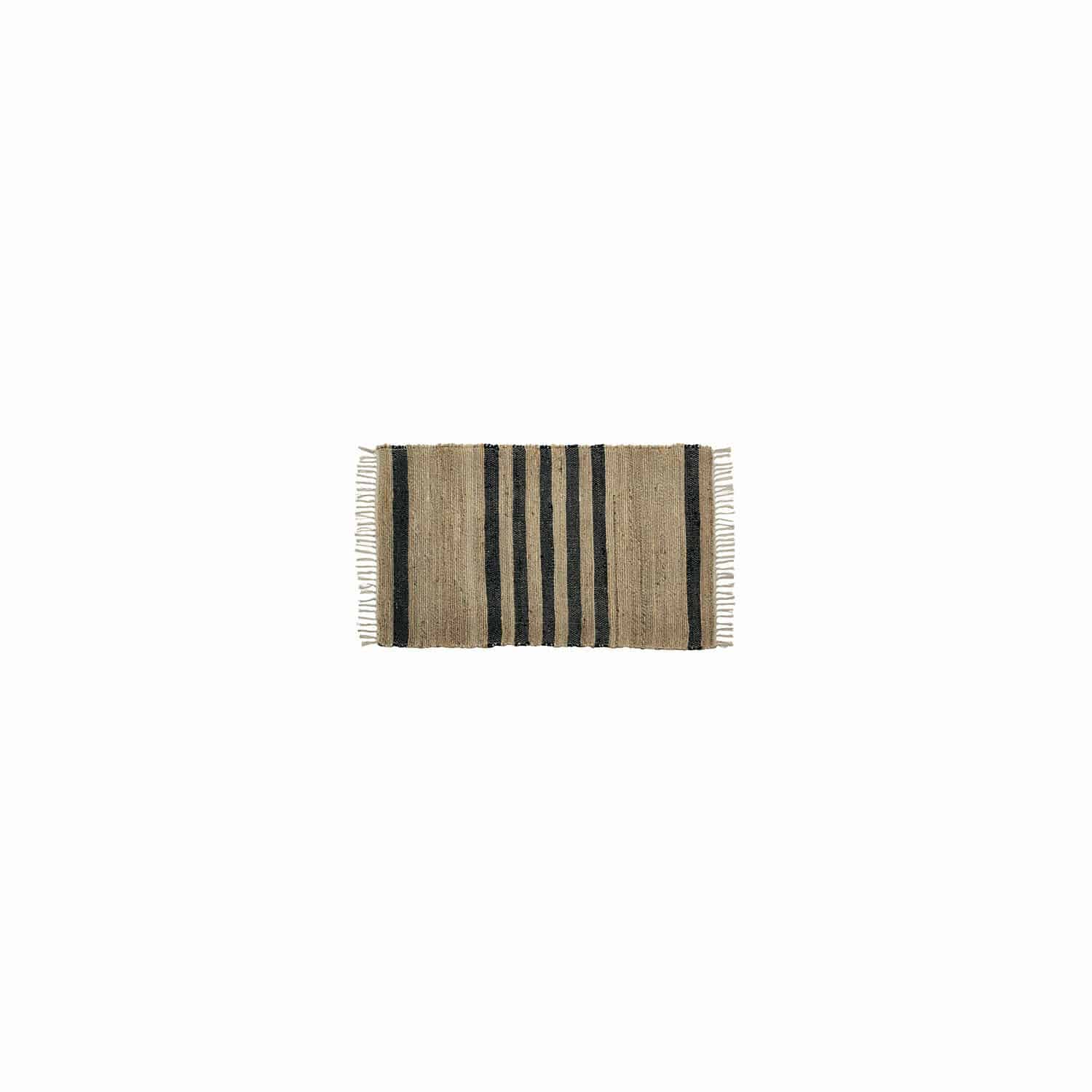 Teppich Orgeval Jute-Teppich in Natur mit schwarzen Streifen und Fransen, dekorativer Wohnteppich