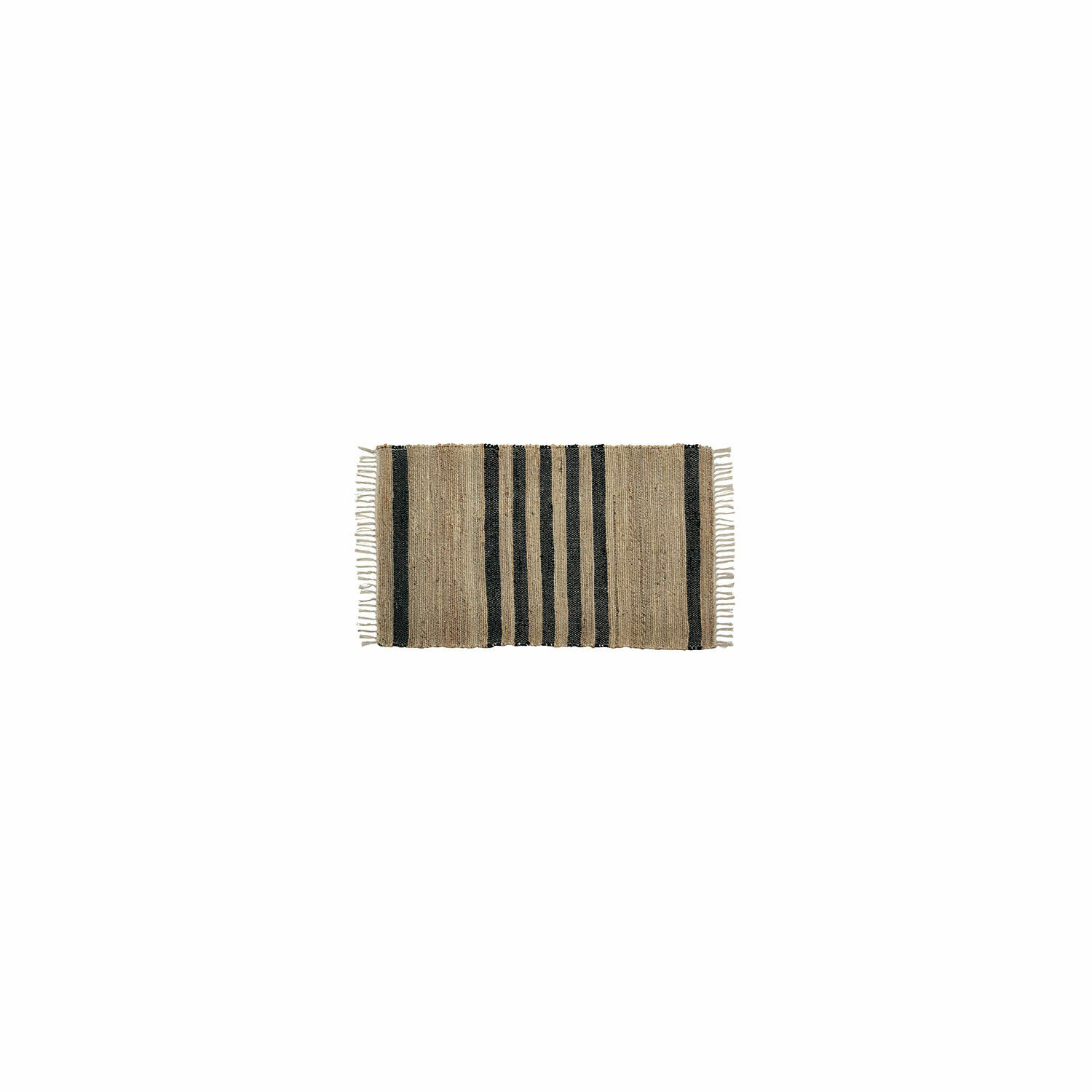Teppich Orgeval Jute-Teppich in Natur mit schwarzen Streifen und Fransen, dekorativer Wohnteppich