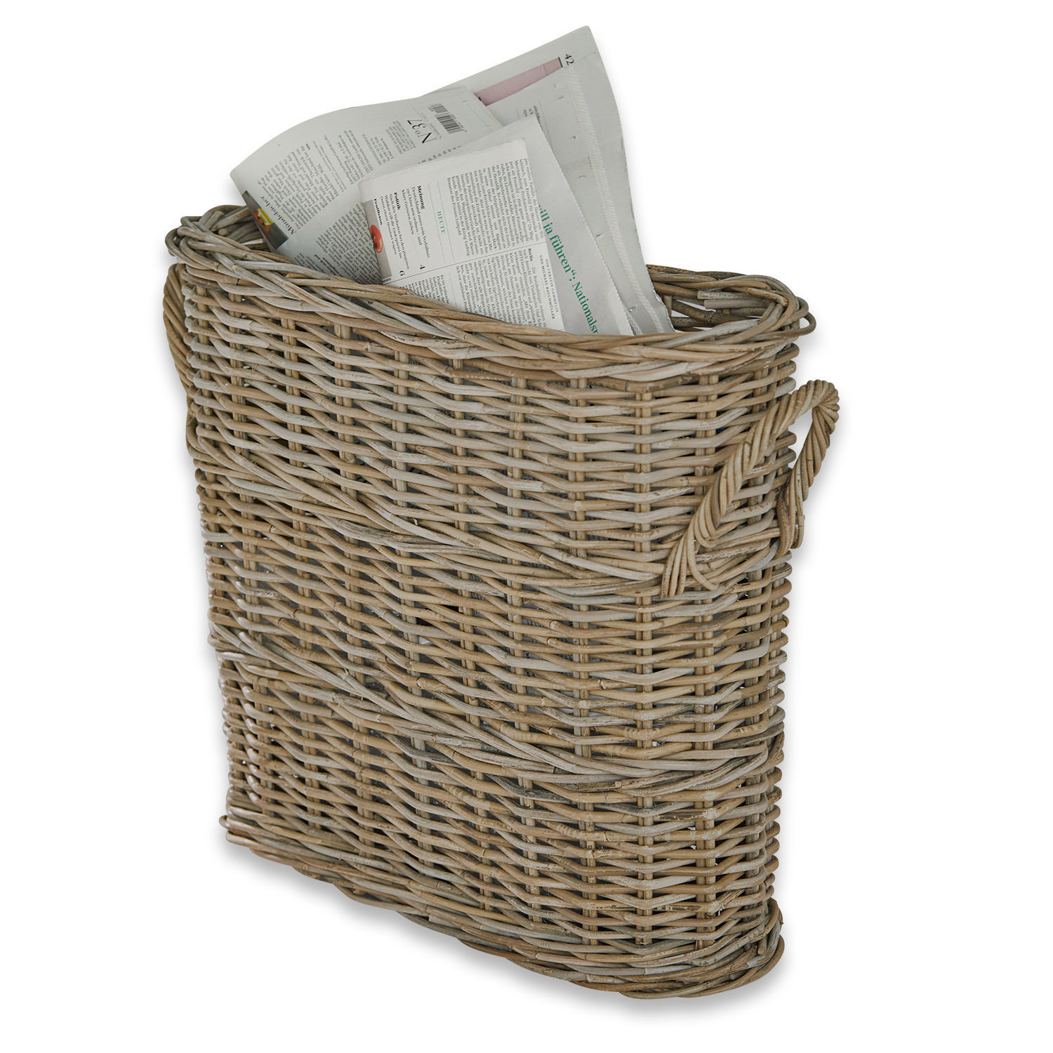 Korb Numenar Zeitungskorb aus natürlichem Rattan, praktischer Aufbewahrungskorb für Zuhause