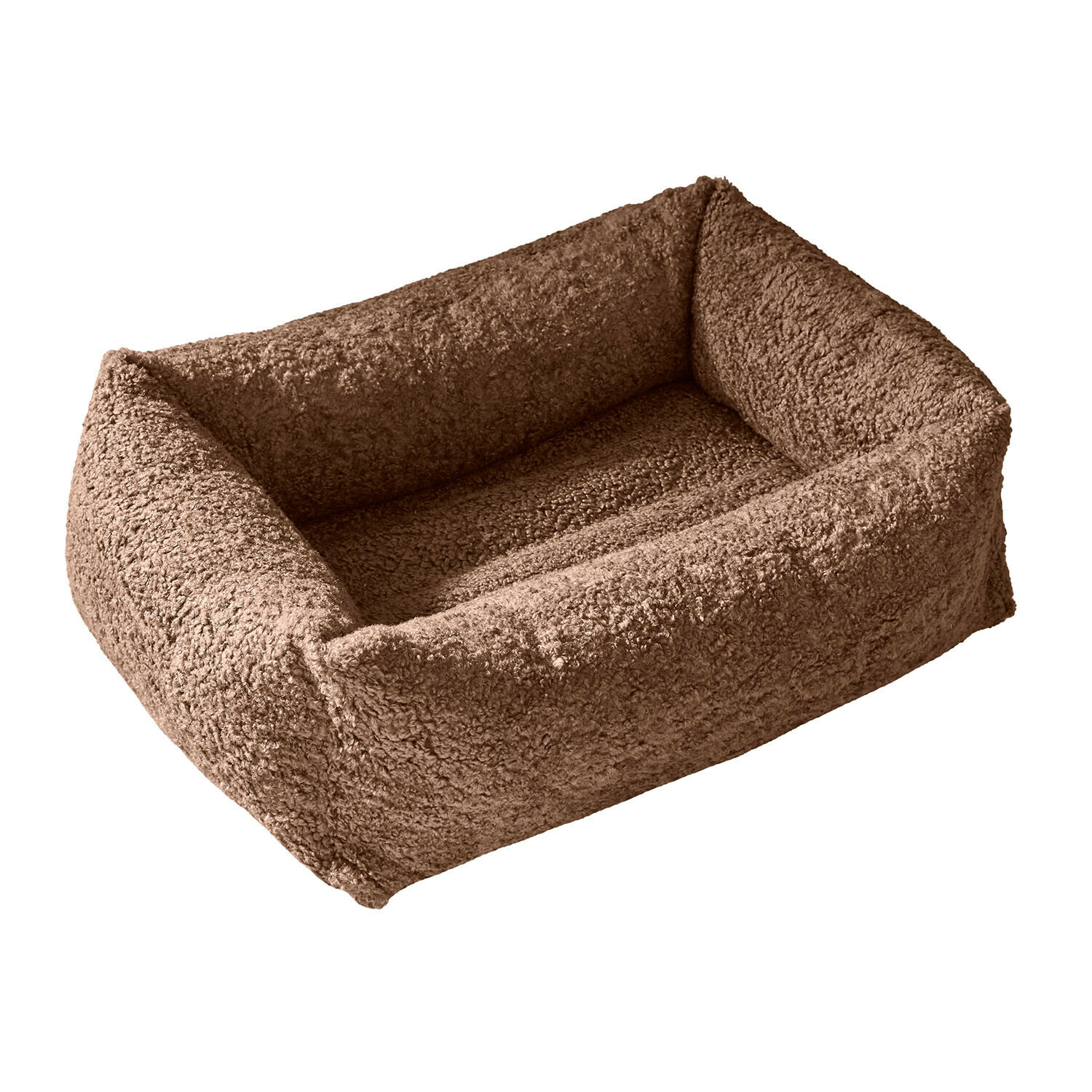 Braunes Haustierbett aus weichem Plüschmaterial für gemütlichen und warmen Liegeplatz
