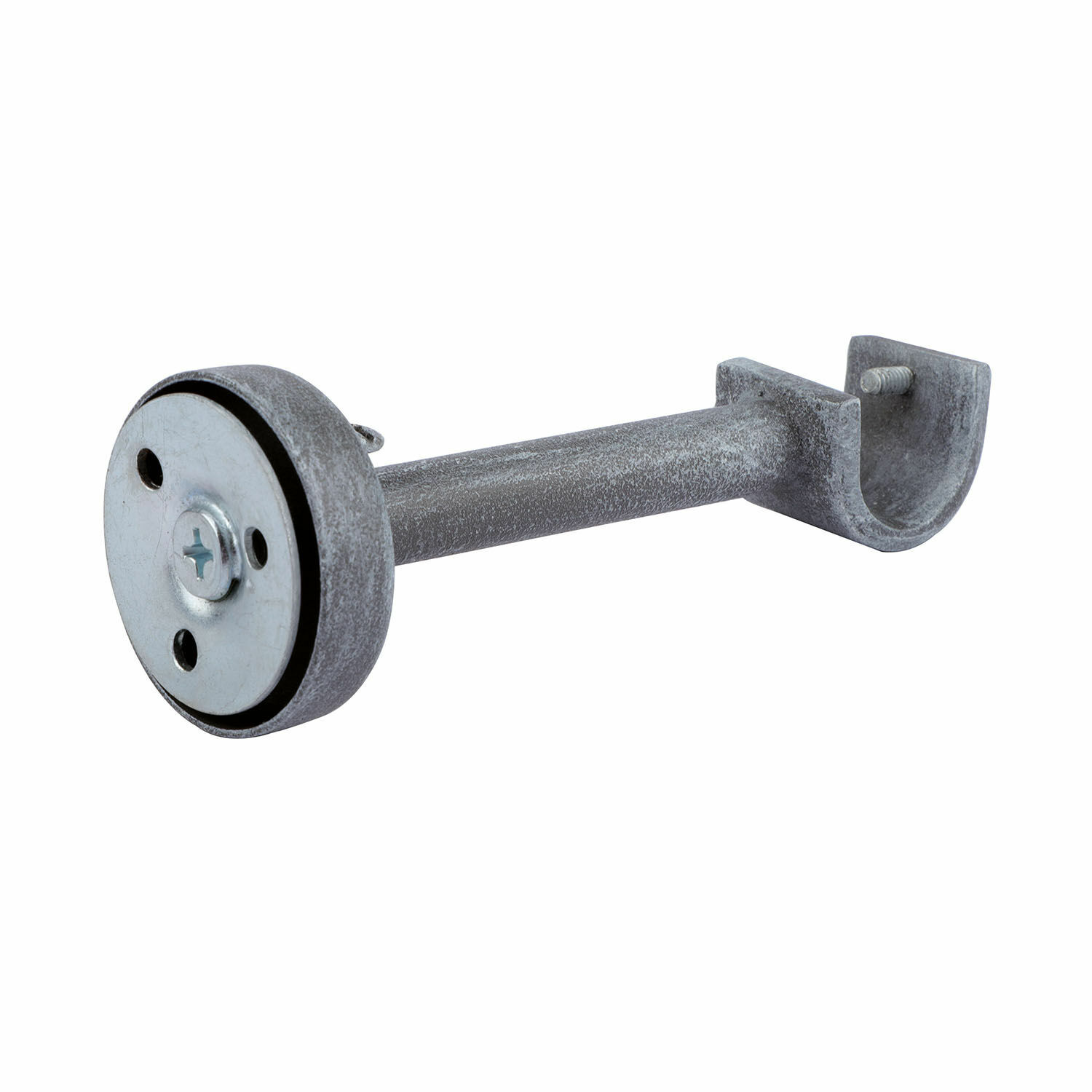 Metallhalterung mit grauer Oberfläche und Schraube zur Befestigung