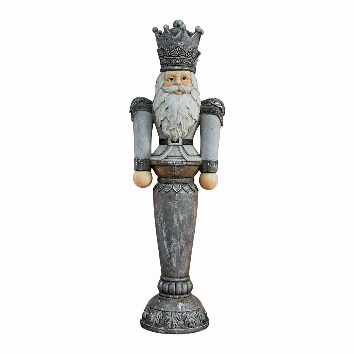 Deko-Figur Carter Nussknacker-Figur aus Metall in Grau-Beige, klassische Weihnachtsdekoration