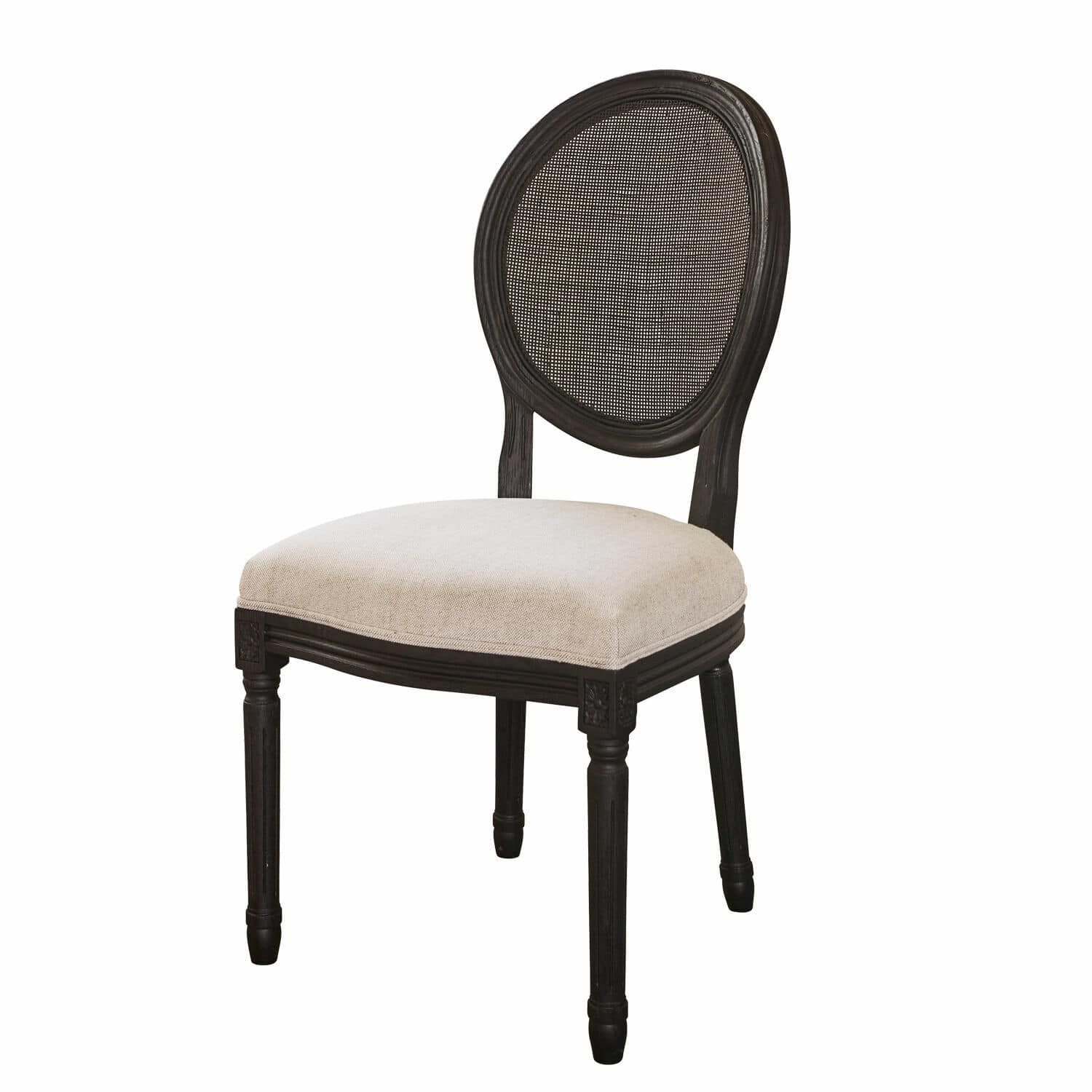 schwarz/weiß Stuhl Danube aus schwarzem Holz mit weißem Polstersitz, klassisches Design für Wohn- und Esszimmer