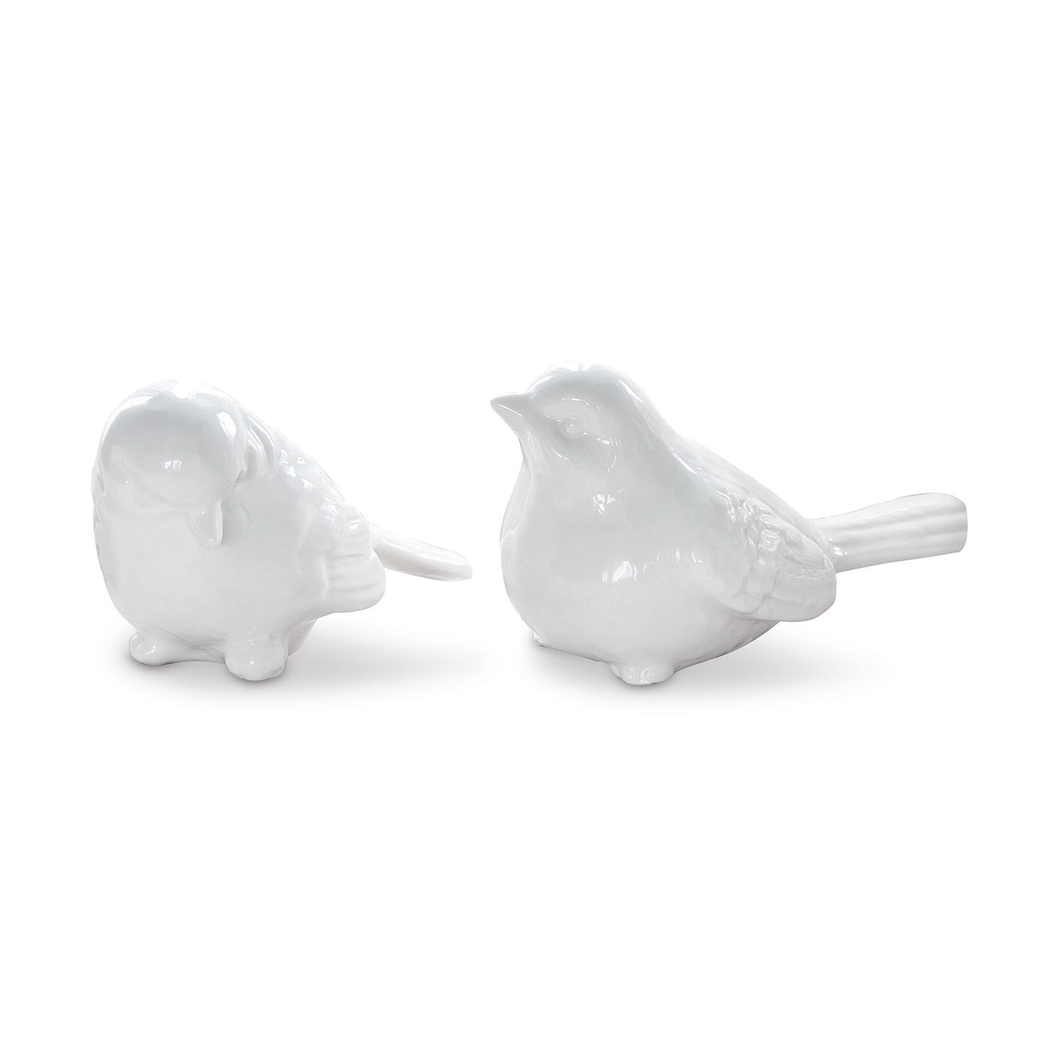 Vogel 2er Set Piparills Zwei weiße Vogel-Figuren aus Keramik als stilvolle Wohnaccessoires und Deko