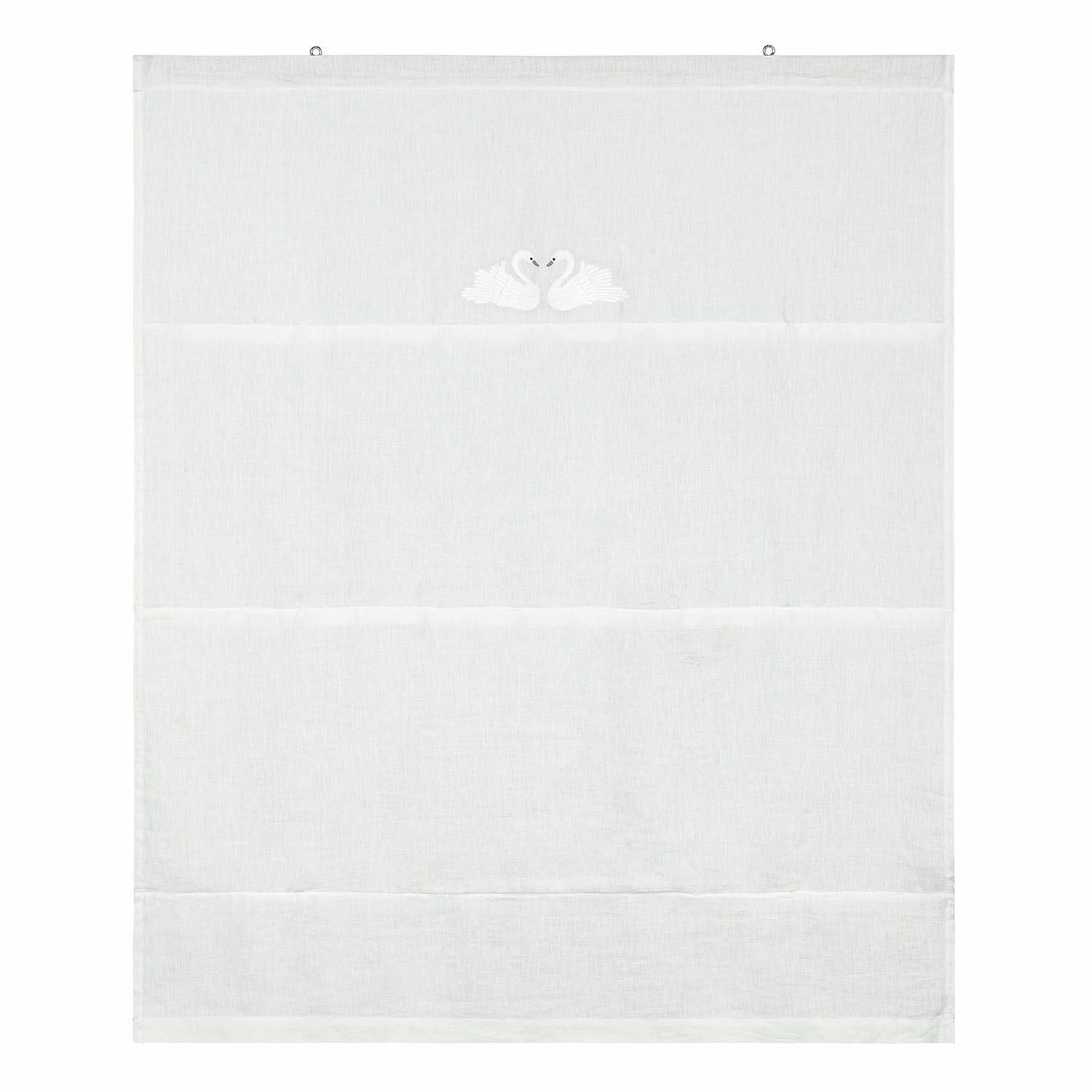 Weiße Leinenvorhang mit gestickten Schwänen, zarte Fensterdekoration für Wohnzimmer