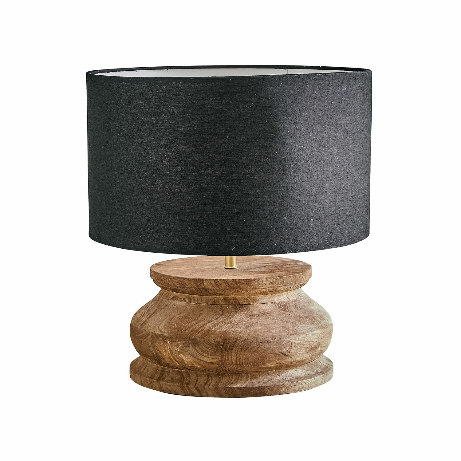 Tischlampe Thérandon Tischlampe mit Holzfuß und schwarzem Lampenschirm, moderner Wohnraumbeleuchtung