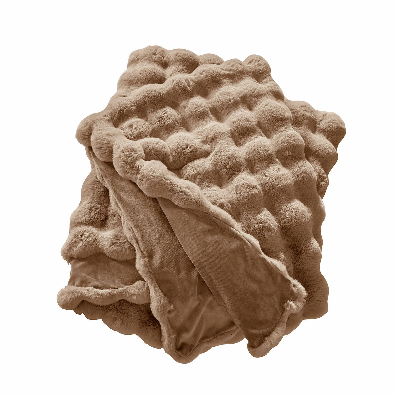 taupe Weiche Plaid Zalina in Taupe aus flauschigem Material, ideal für gemütliche Wohnraumgestaltung und Dekoration