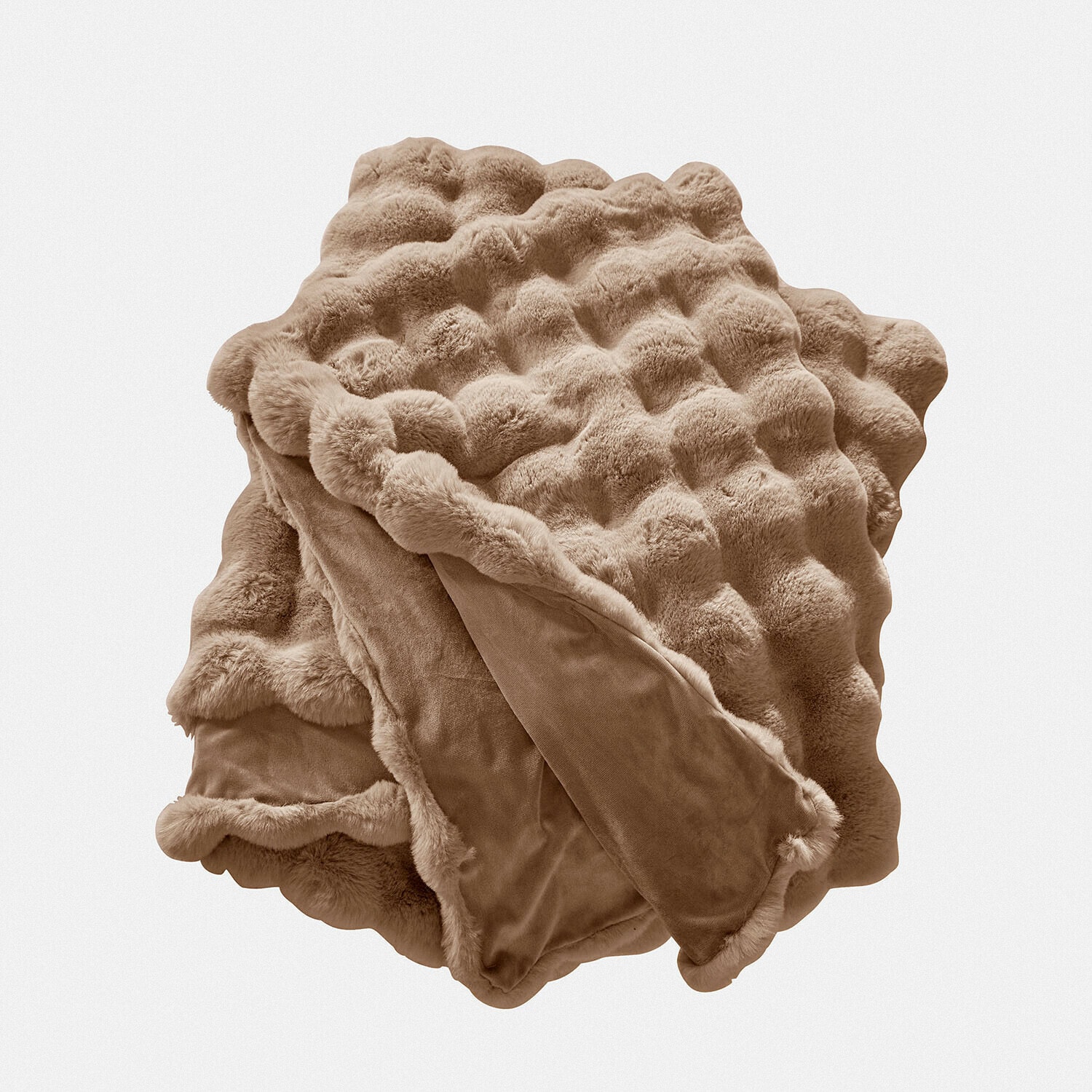 Weiche Plaid Zalina in Taupe aus flauschigem Material, ideal für gemütliche Wohnraumgestaltung und Dekoration