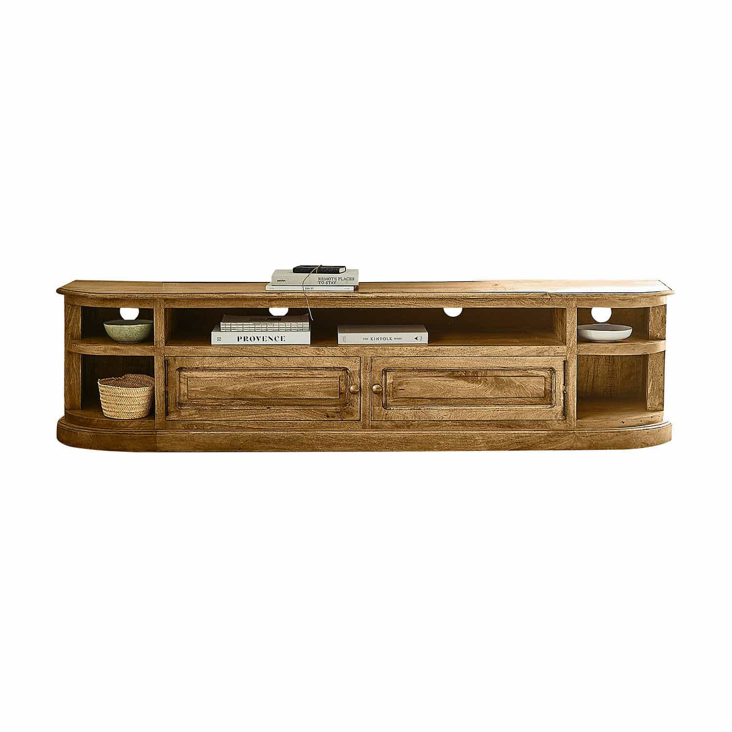 Sideboard Wendalique TV-Möbel aus Holz in Naturfarbe mit Regalen und Schubladen für Wohnzimmer