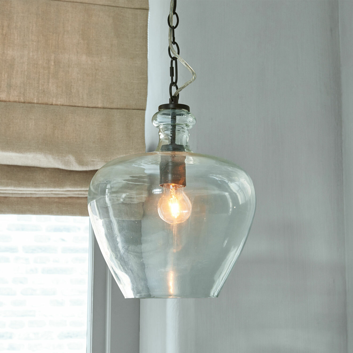 Hängelampe Morazan Transparente Glas-Hängeleuchte mit Glühbirne, modernes Wohnraumlicht für Küche oder Wohnzimmer