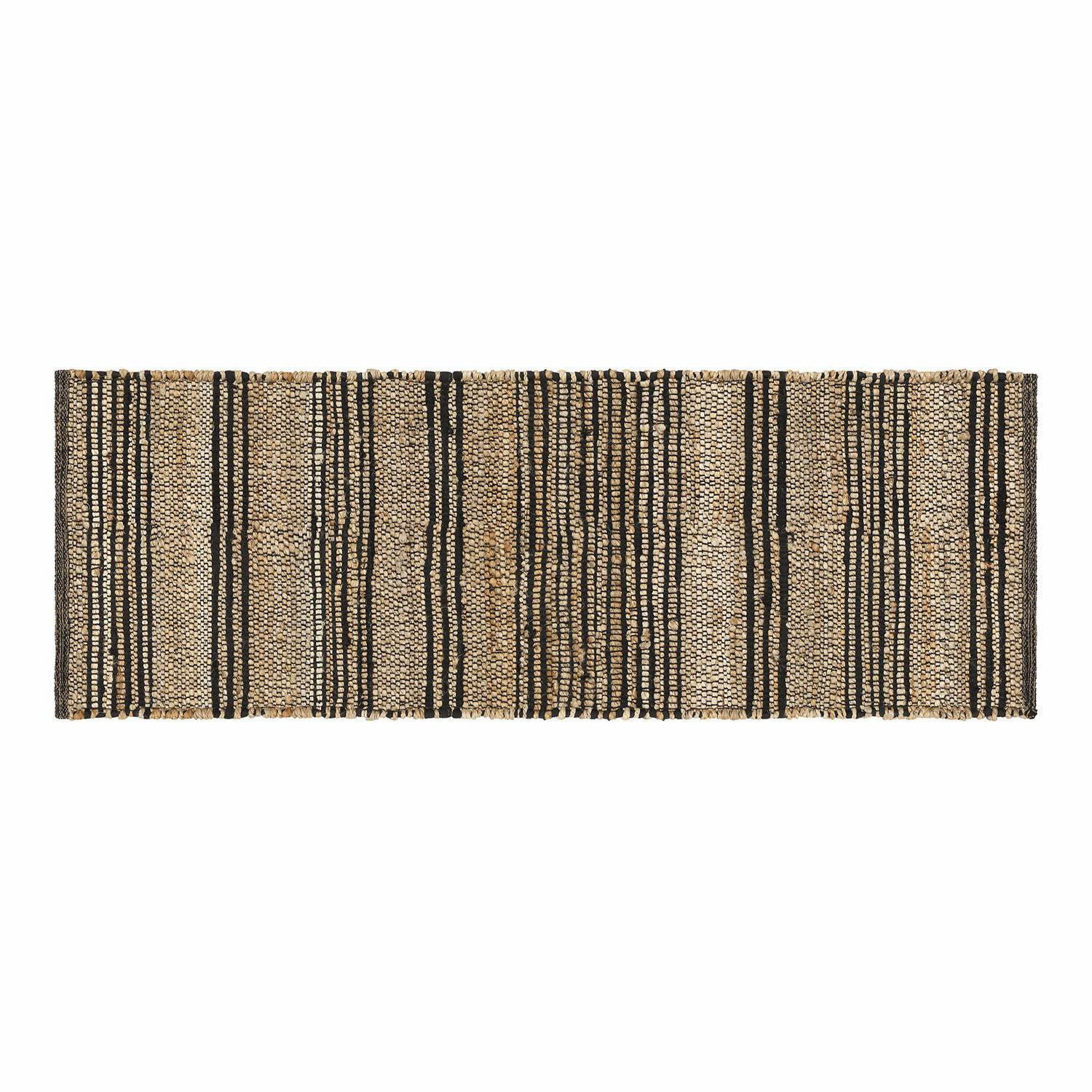 Läufer Lantenot Jute-Teppich in Beige mit schwarzen Streifen, natürlicher Stoff, langlebige und stilvolle Wohnraumdeko