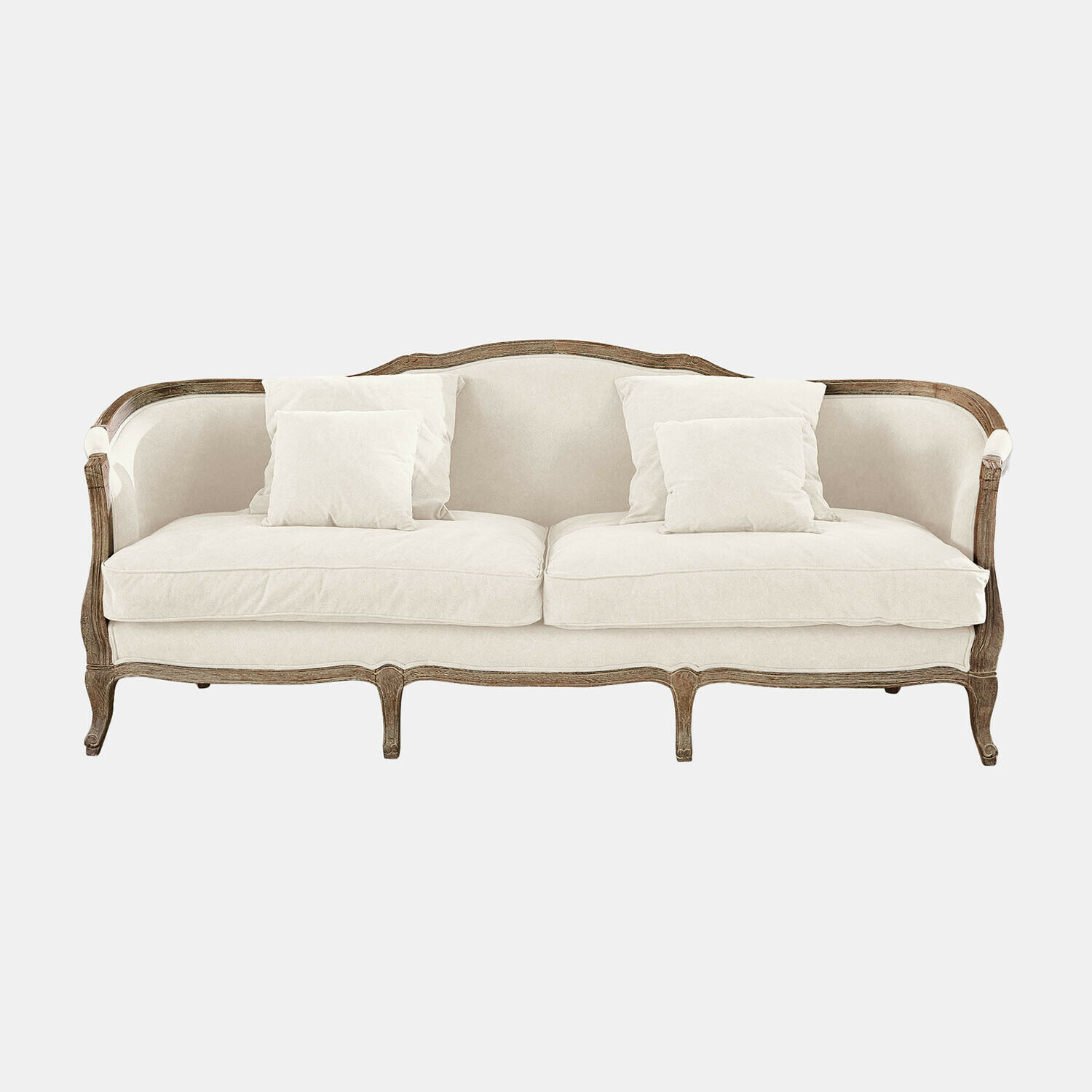 creme Cremiges Monneville Sofa mit Holzrahmen und weichen Kissen für das Wohnzimmer