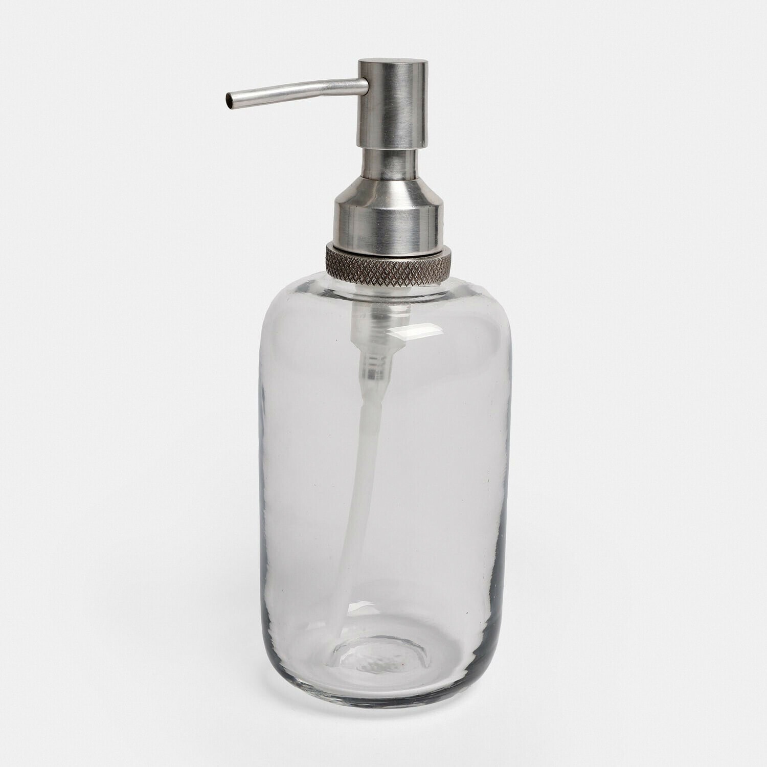 Seifenspender Linsted Transparenter Glas-Spender mit silberner Metallpumpe für Seife oder Flüssigkeit