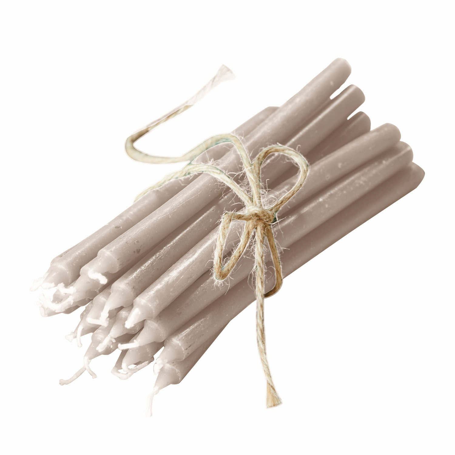 Kerze 20er Set Lysarion Set aus beigen Kerzen aus Wachs, mit Naturkordel gebunden, dekorative Kerzen für Zuhause