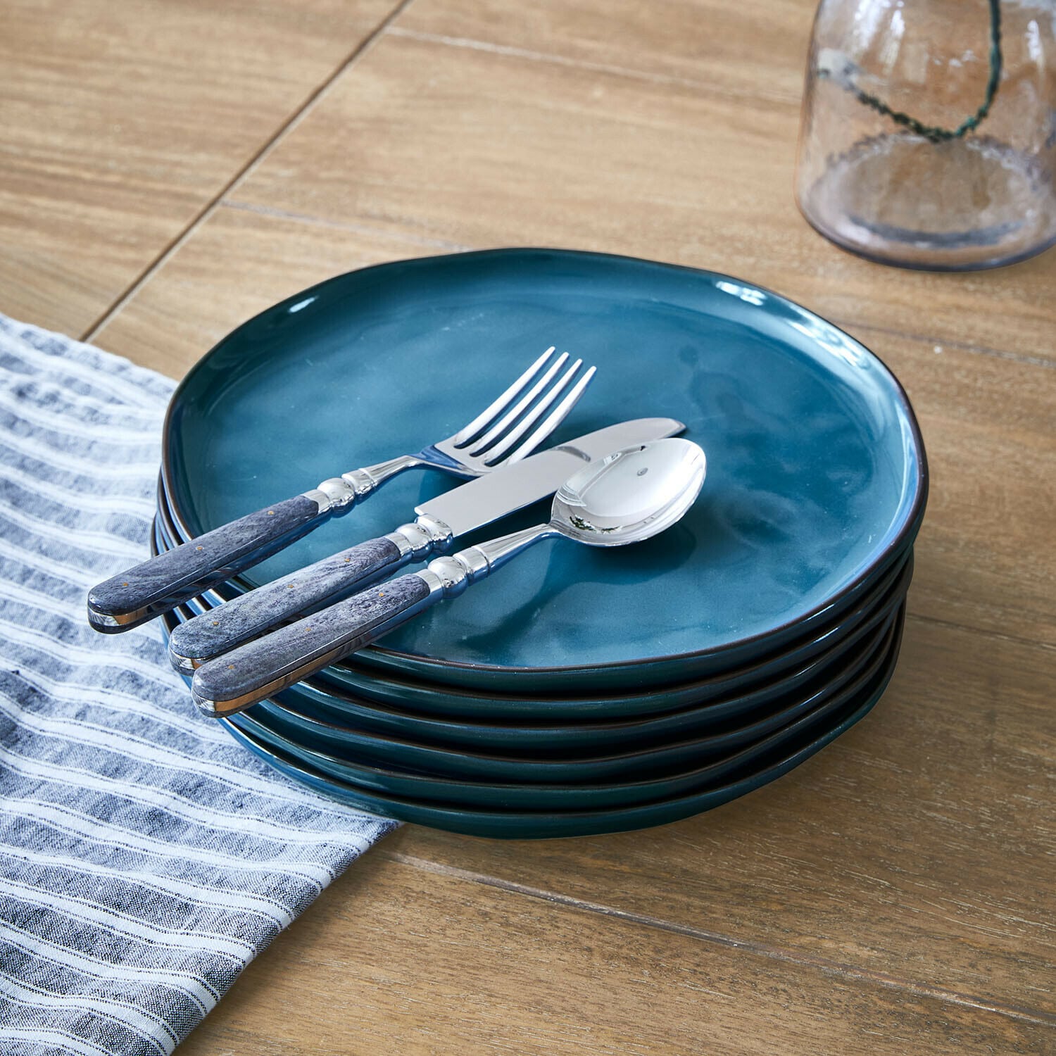 Teller 6er Set Biarré | blau