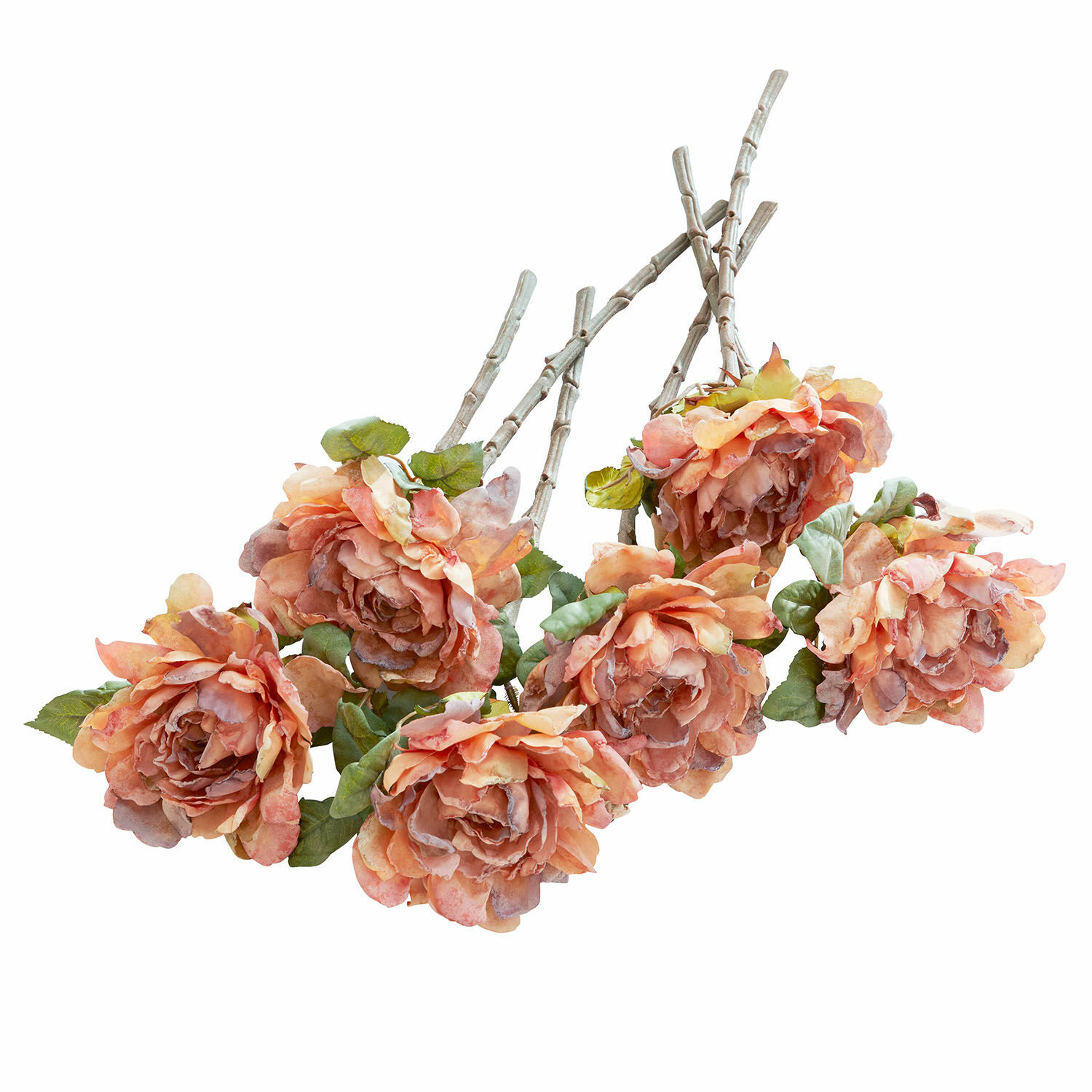 orange 6-teiliges Deko-Blumen-Set Mervix in Orange mit grünen Blättern für Wohnraumgestaltung