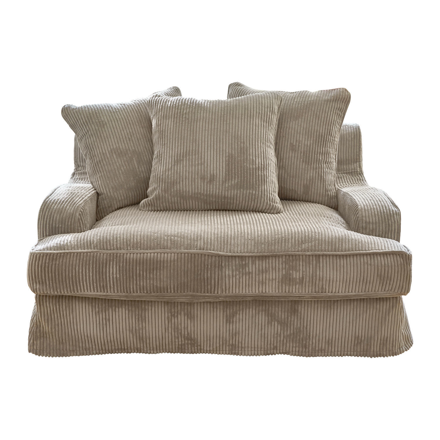 grau Graues Monaco Sofa aus weichem Cordstoff mit drei Kissen, bequem für das Wohnzimmer
