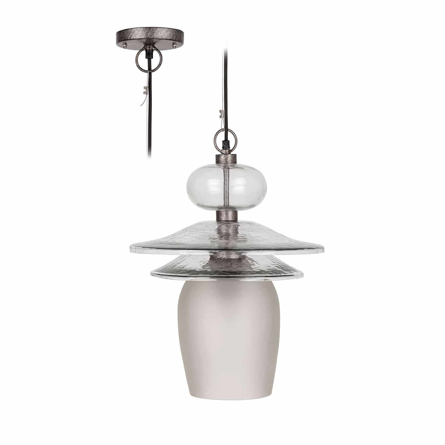 Hängelampe aus Metall und Glas in Grau mit modernem Design für stilvolle Raumbeleuchtung