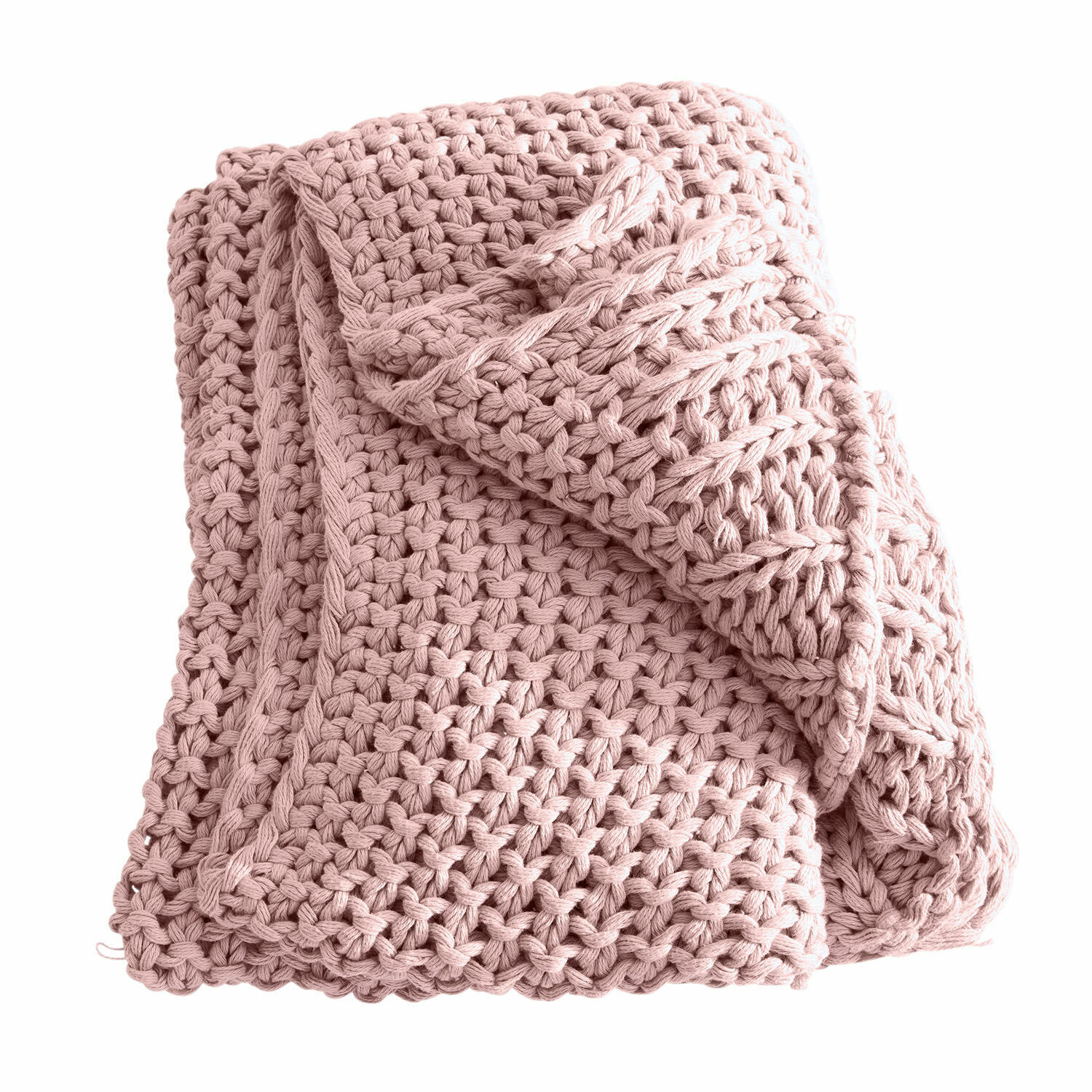 rosa Rosa Plaid aus grob gestrickter Baumwolle, ideal für gemütliche Wohnräume