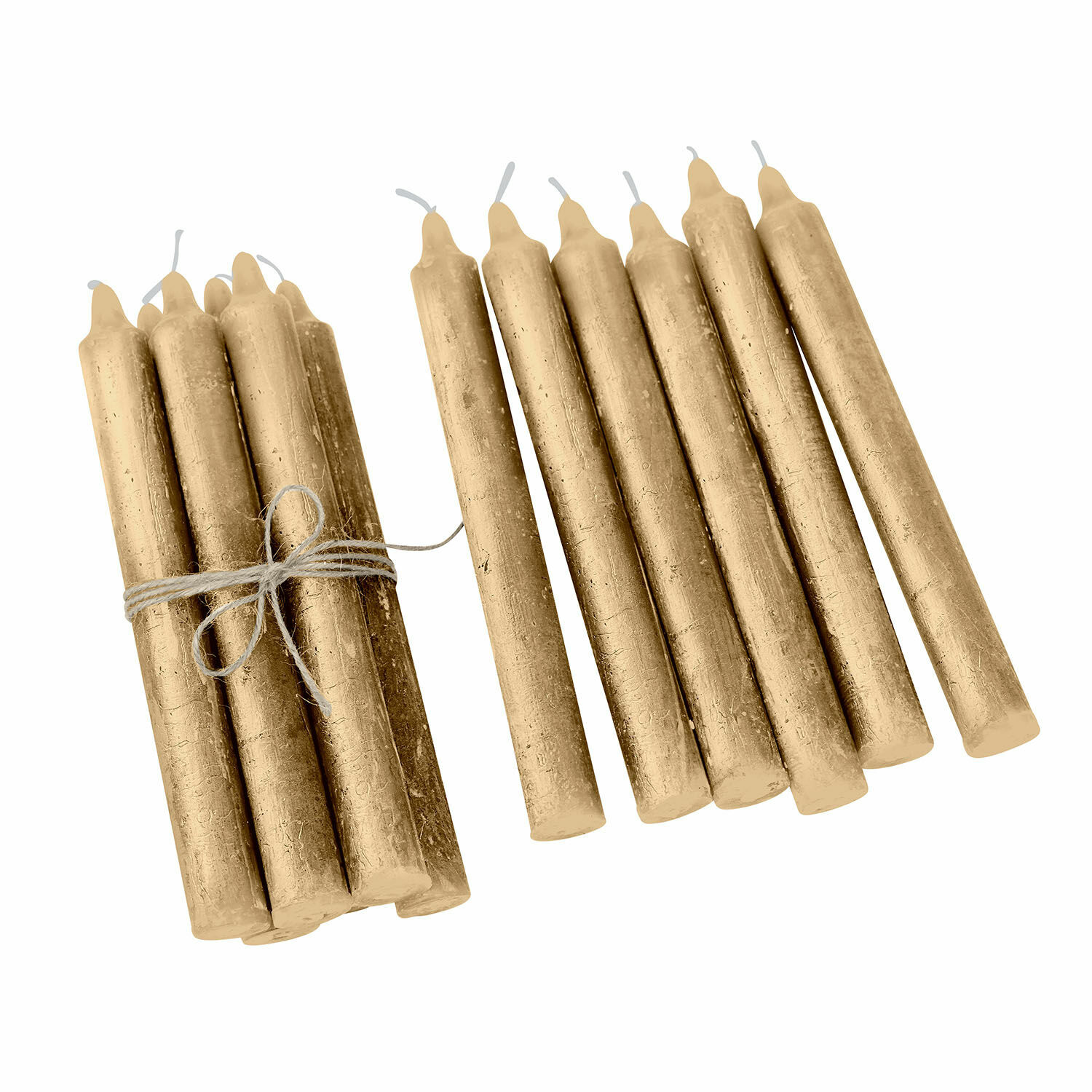 gold 12er Set Bauceau Kerzen in Gold aus Wachs, dekorativer und eleganter Wohnaccessoire
