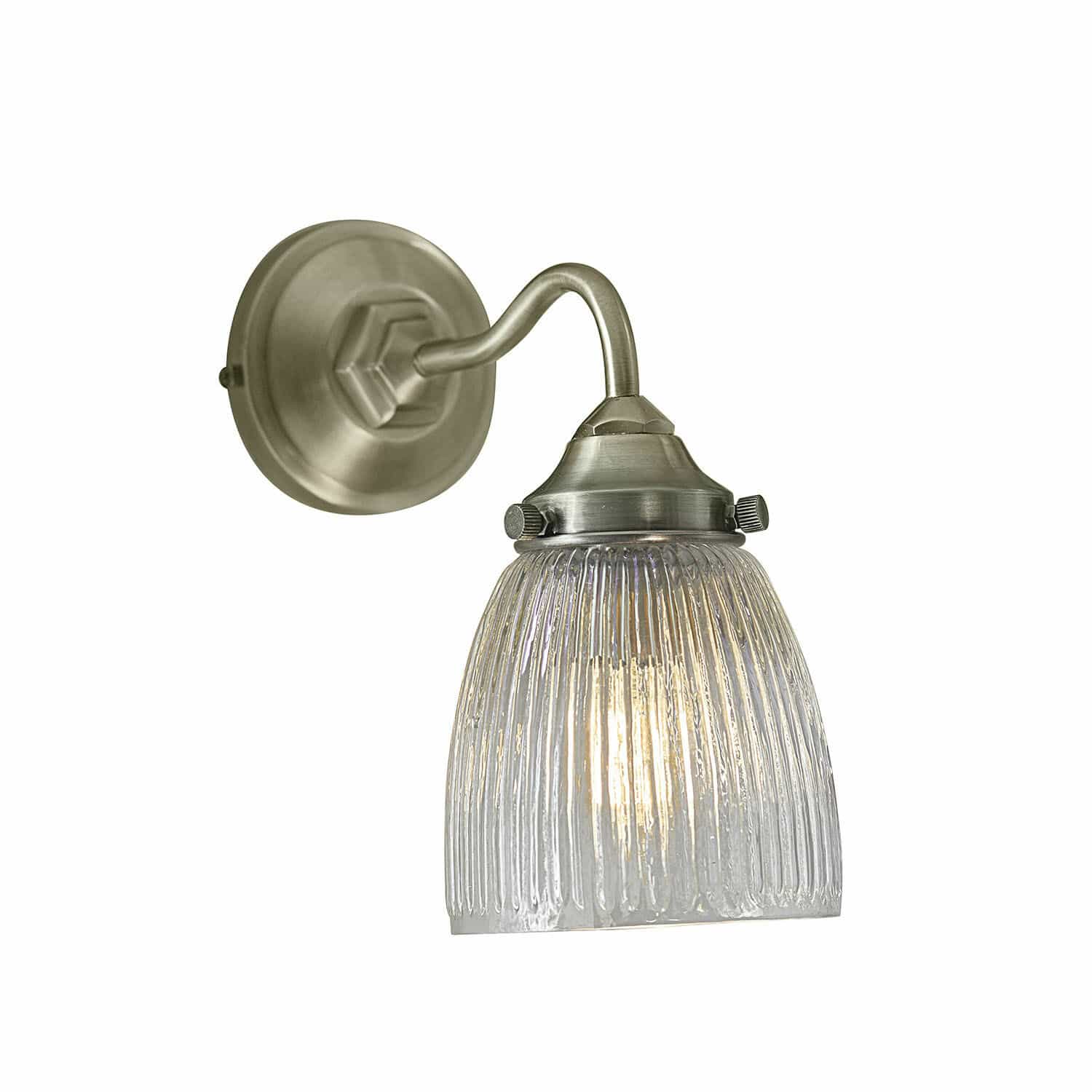 Wandlampe Tanaelva Wandleuchte aus Metall mit transparentem Glas-Schirm, modernes Innenraumlicht