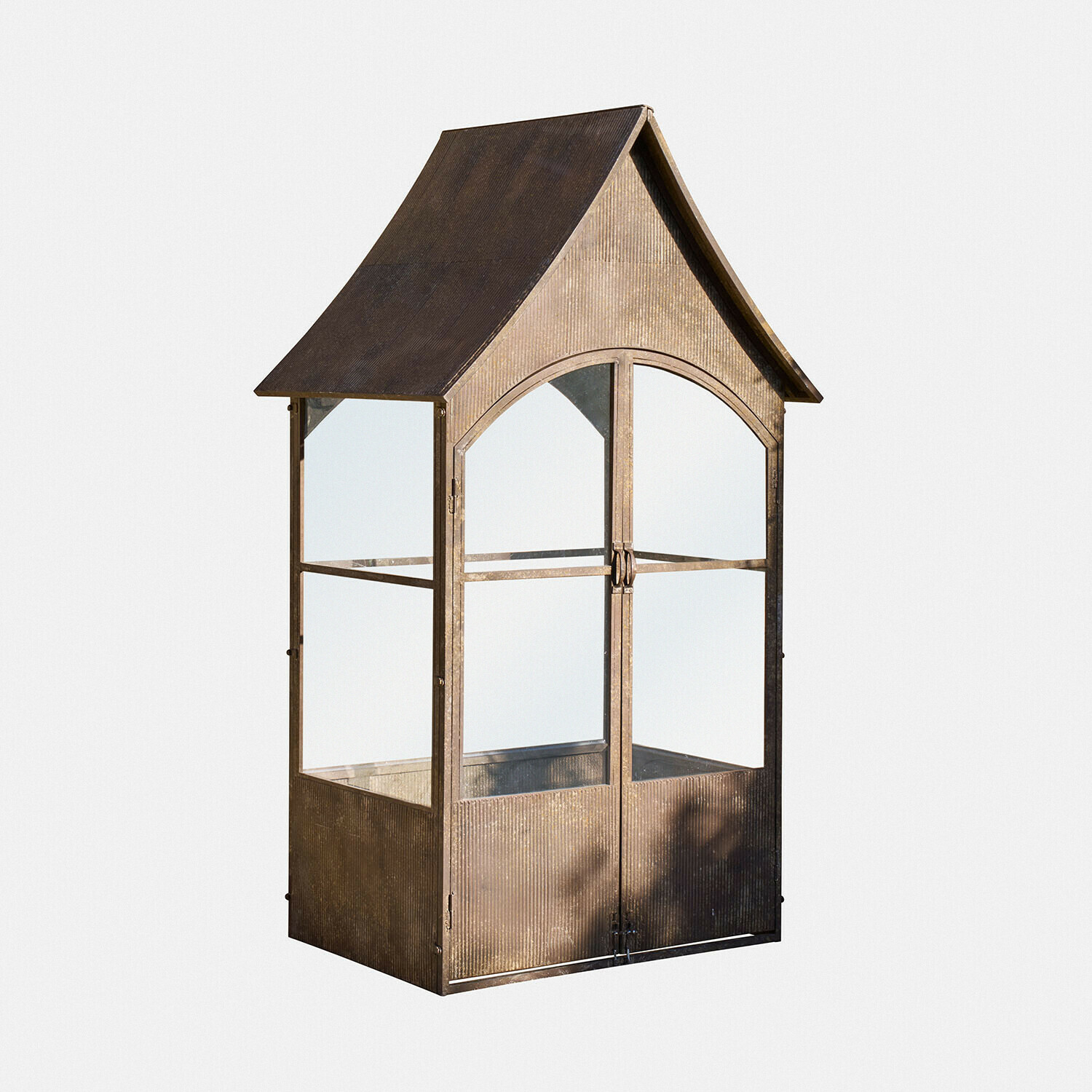 Gewächshaus Parvignon Dekoratives braunes Metall-Gewächshaus in Hausform für den Garten zum Pflanzenanbau