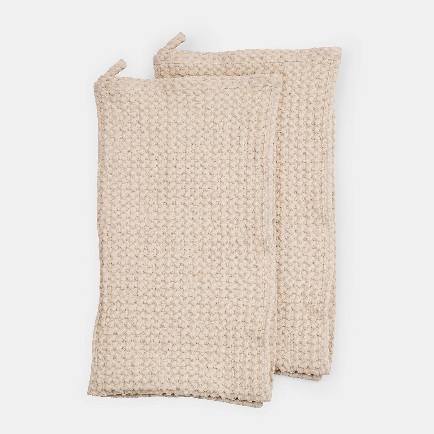 Handtuch 2er Set Maralei Beige Baumwoll-Topfhandschuhe mit Waffelstruktur, praktische Küchenaccessoires