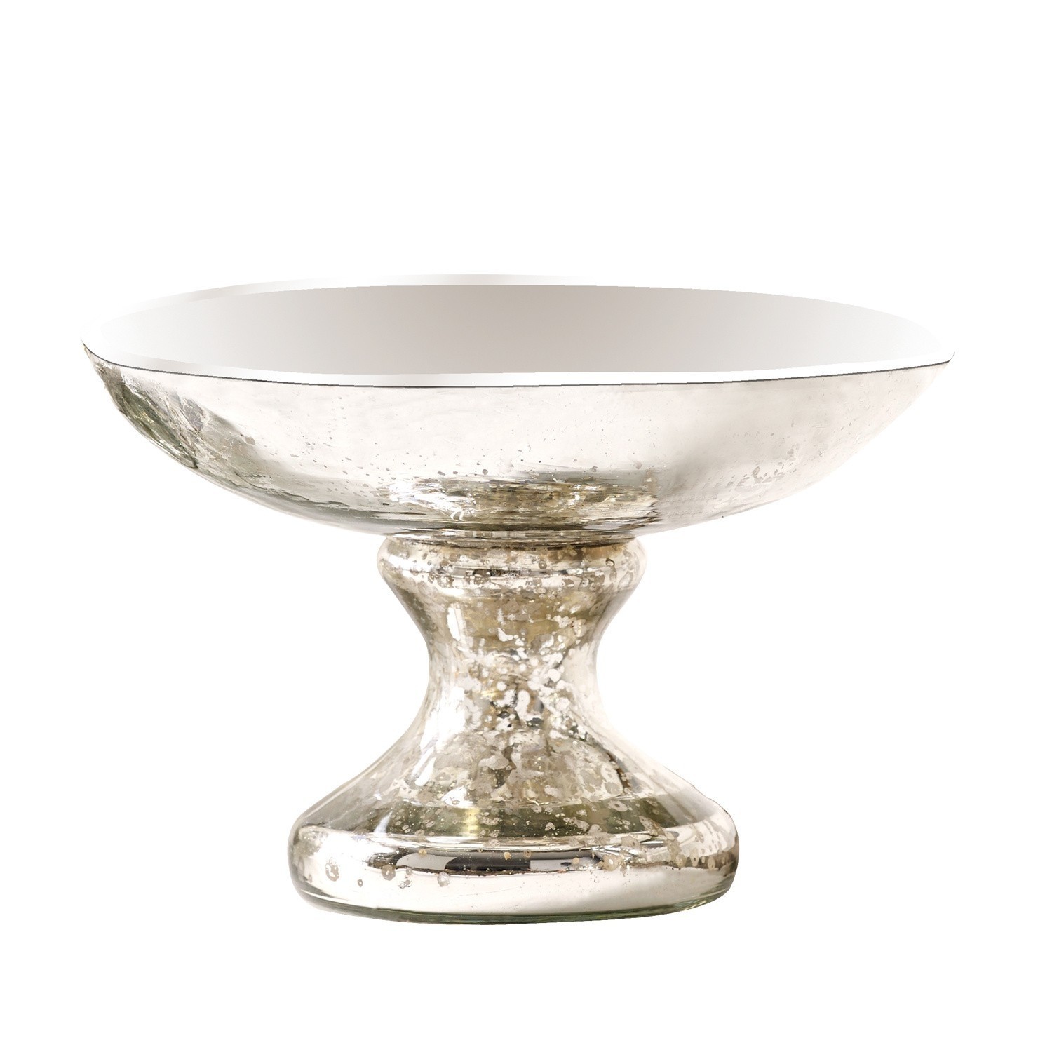 Schale Estelle Dekorative Glasschale auf Fuß in Silber, elegantes Wohnaccessoire für stilvolle Räume