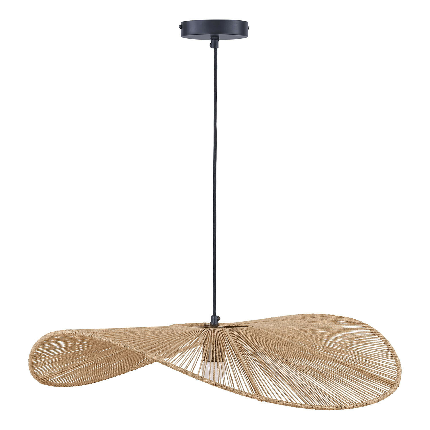 Hängelampe Casamira Hängelampe aus natürlichem beigefarbenem Seil mit schwarzem Kabel, modernes Design für Beleuchtung
