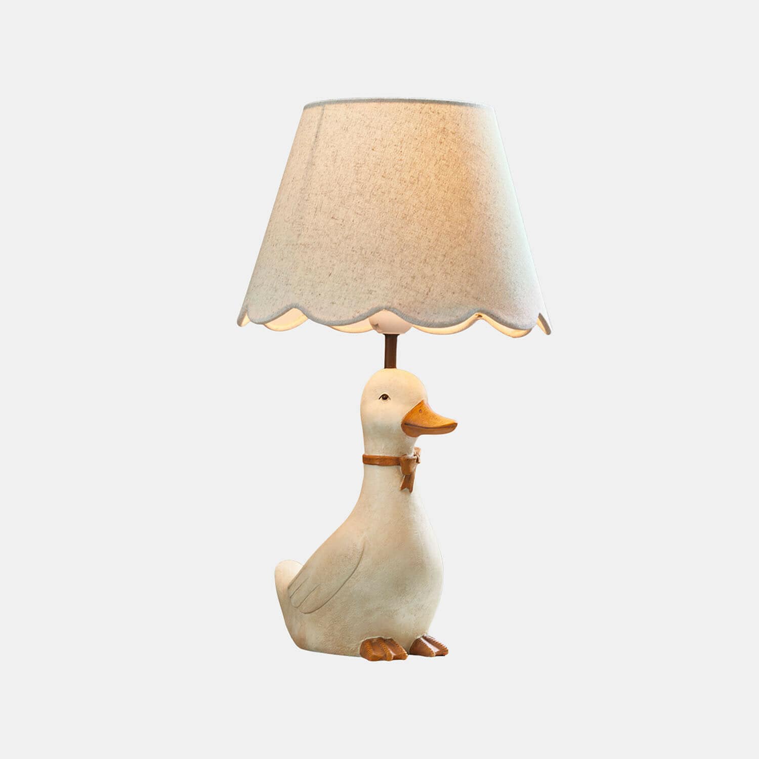 Kindertischlampe Tillyboo Tischlampe mit beigem Lampenschirm und weißer Entenfigur als Sockel mit orangefarbenem Schnabel