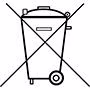 Symbol einer durchgestrichenen Abfalltonne auf Rädern