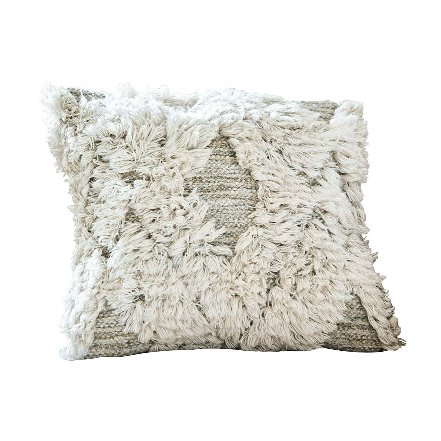 In-& Outdoorkissenhülle Meagan Dekoratives Baumwollkissen in Creme mit flauschigem Muster und Struktur für Wohnzimmer