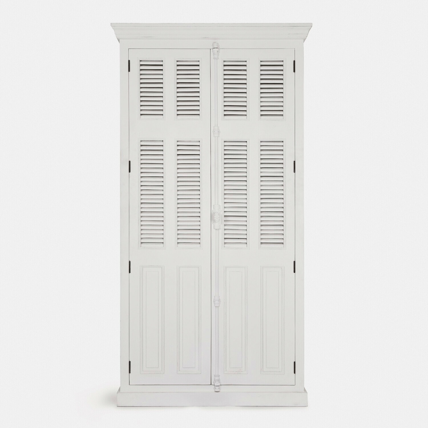 Kleiderschrank Elmsworth Weißer Holzschrank mit Lamellentüren und klassischem Design für Stauraum