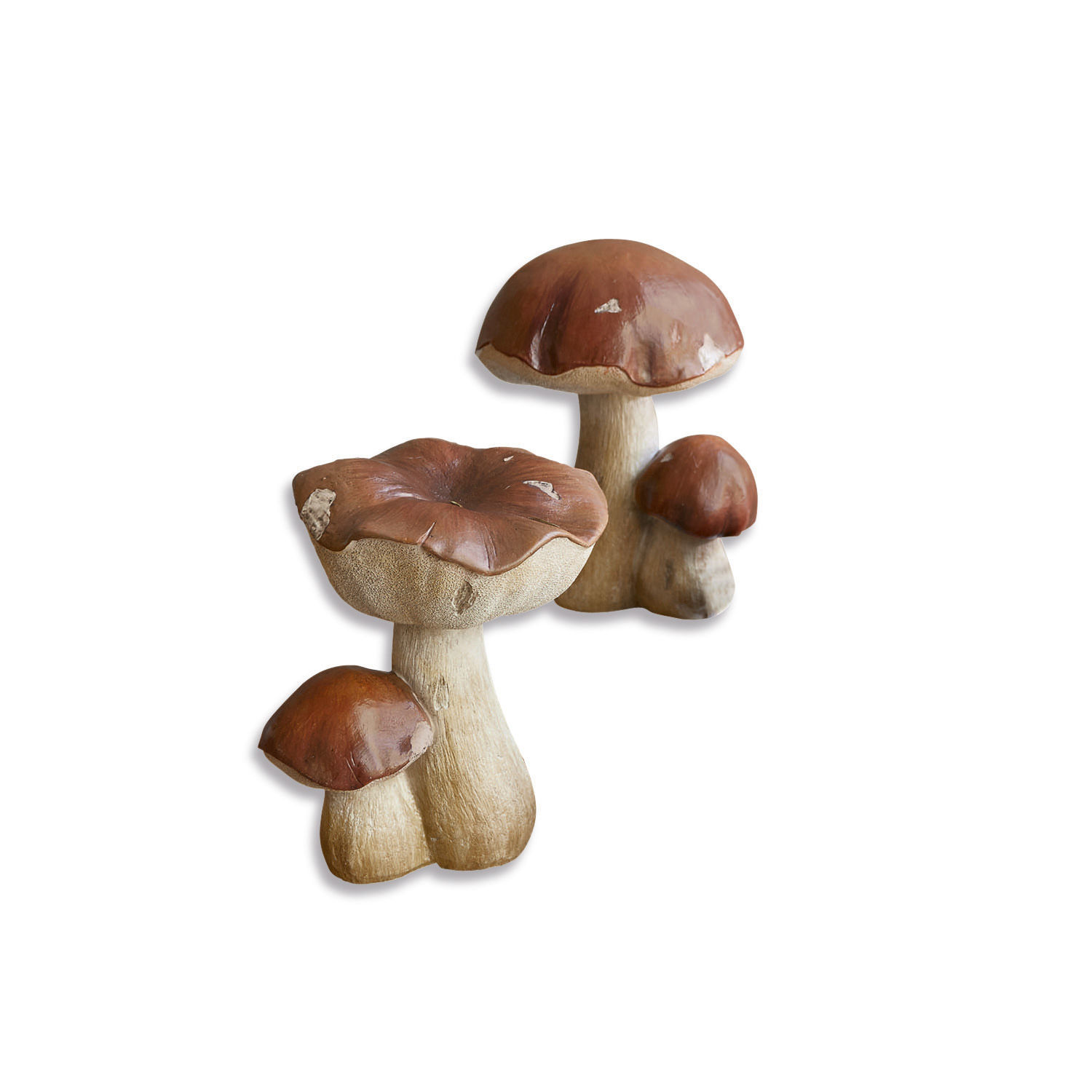 Deko-Pilz 2er Set Beenie Dekorative Pilze aus Kunststoff in Braun-Beige für Wohn- und Gartendekoration