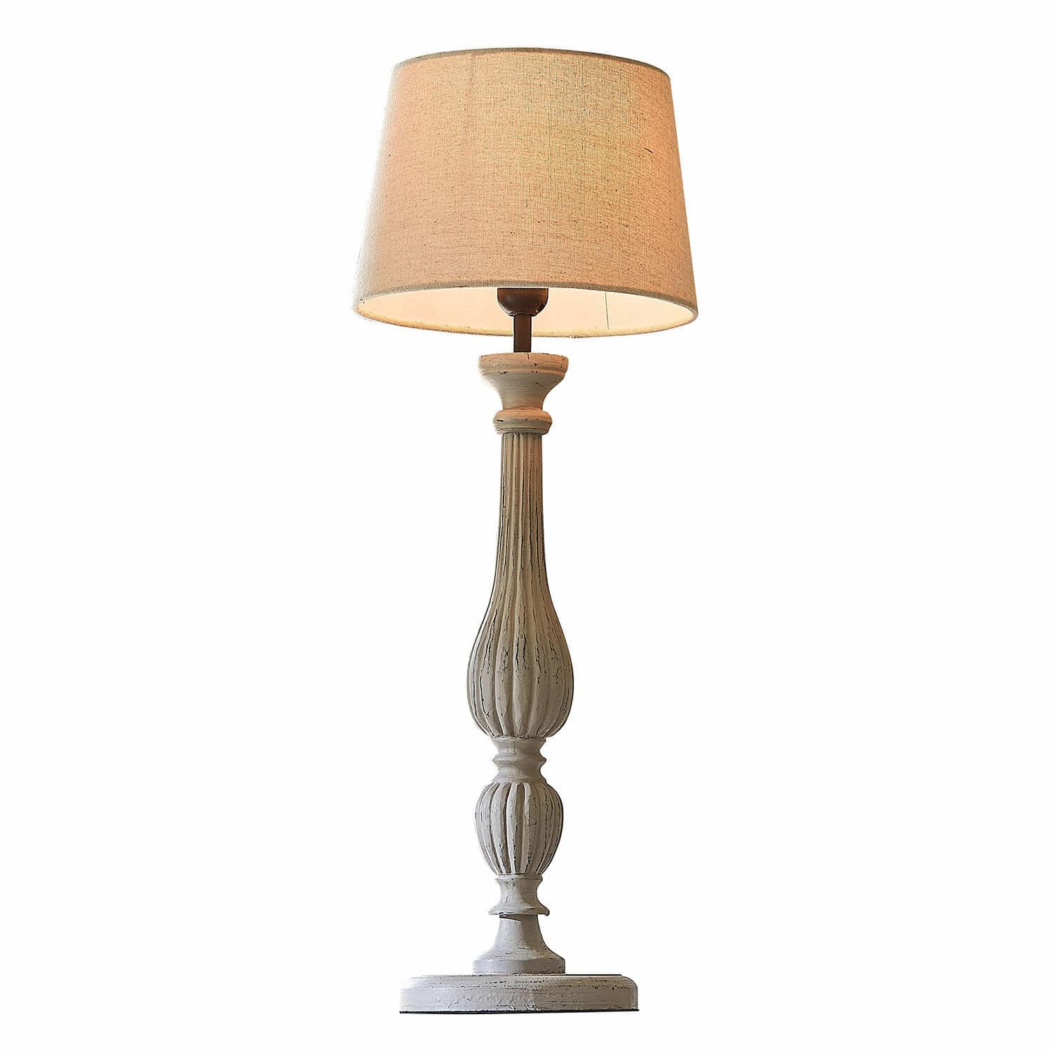 Tischlampe Zepinal Tischlampe aus weißem Holz mit beigem Lampenschirm, dekoratives Wohnaccessoire für Wohnzimmer