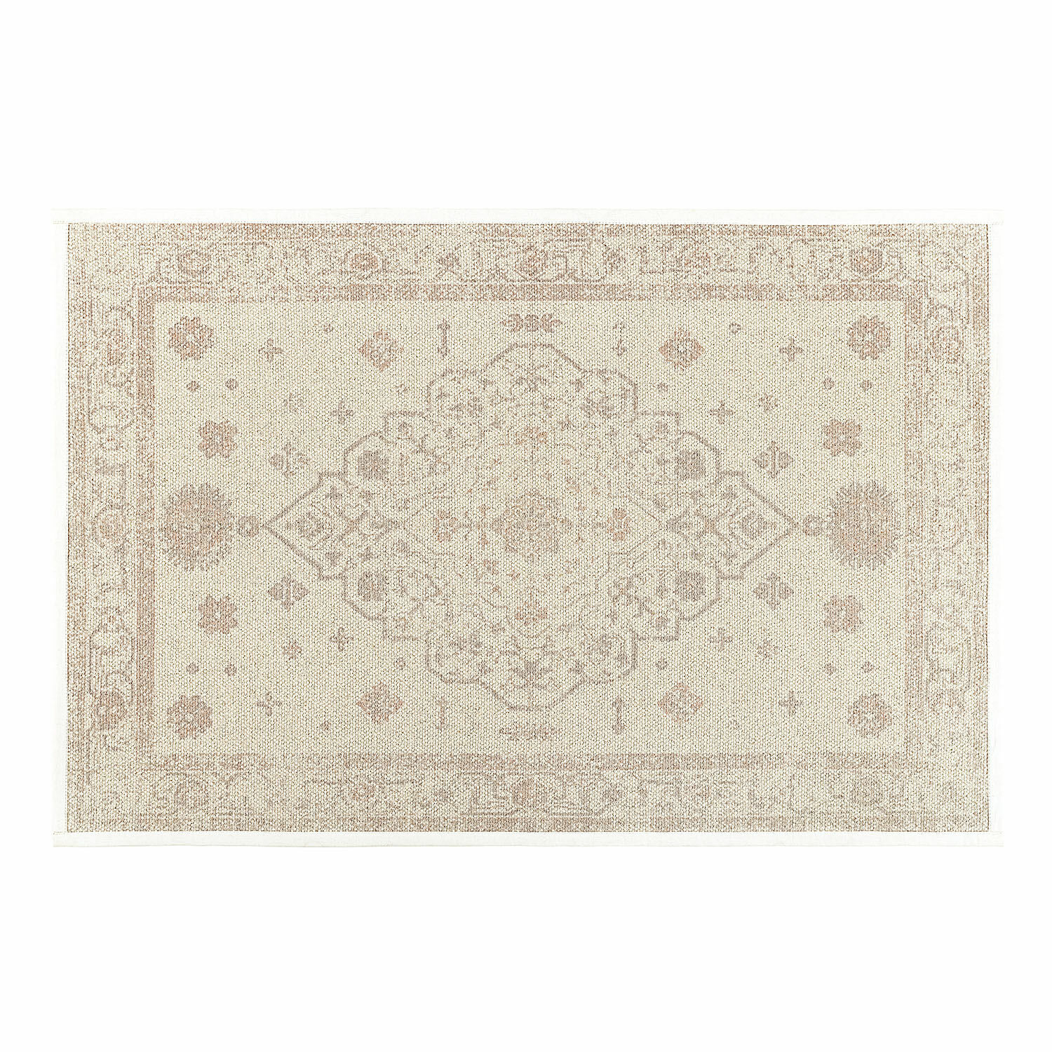 Badematte Selorin Beigefarbener Teppich mit feinem orientalischem Muster aus robustem Material, ideal fürs Wohnzimmer