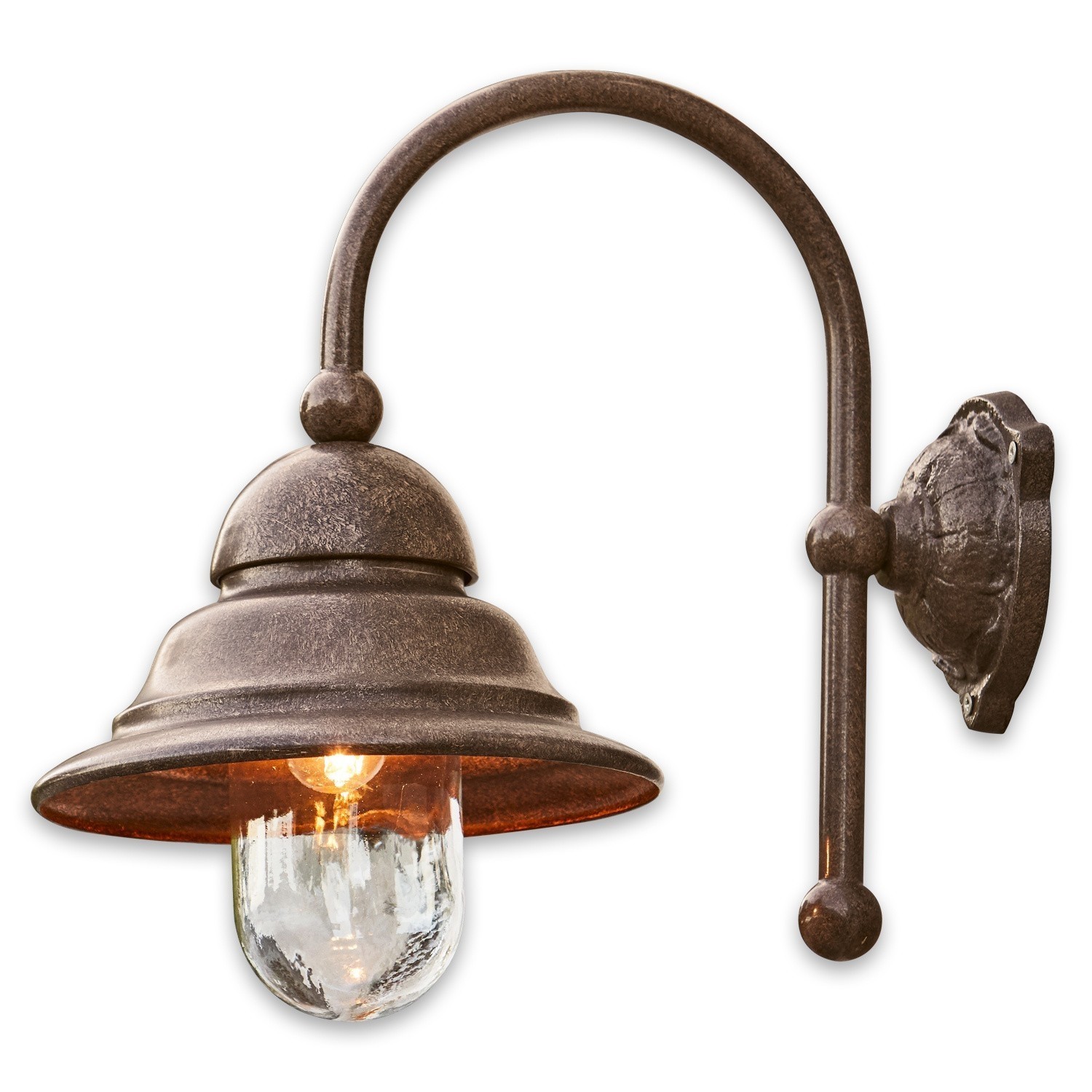 Außenwandlampe Keela Wandlampe aus Metall in Rostoptik mit klarem Glas und warmem LED-Licht für Außenbereich