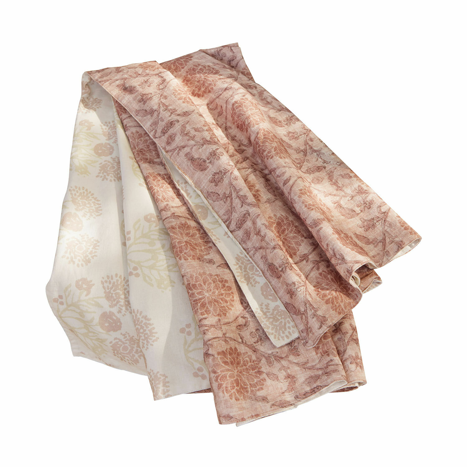 Plaid Tarouja Leinen-Tischdecke mit floralem Muster in Beige- und Brauntönen, rustikales Tischdekor