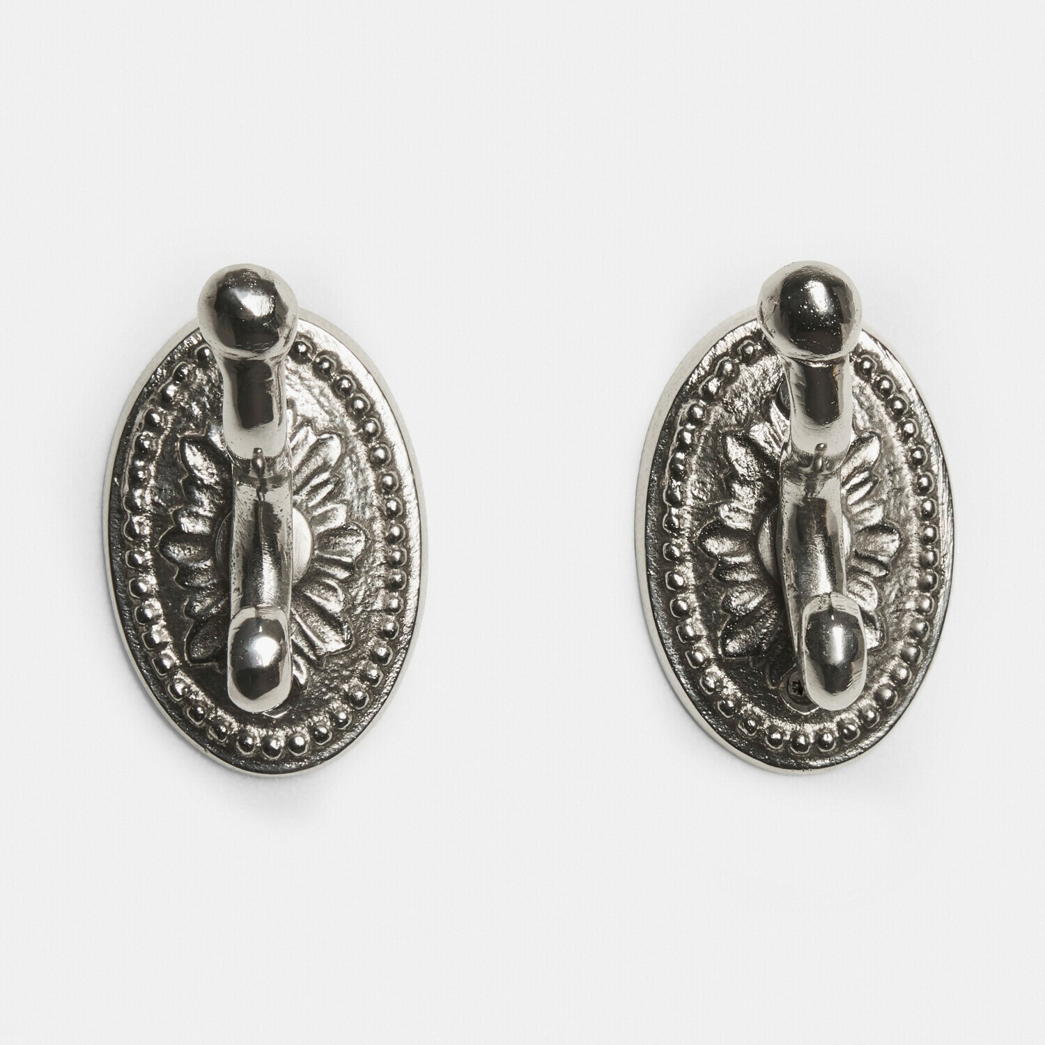 Haken 2er Set Xélivonne Paar silberne Metall-Wandhaken mit dekorativem Muster und zwei Haken zum Aufhängen