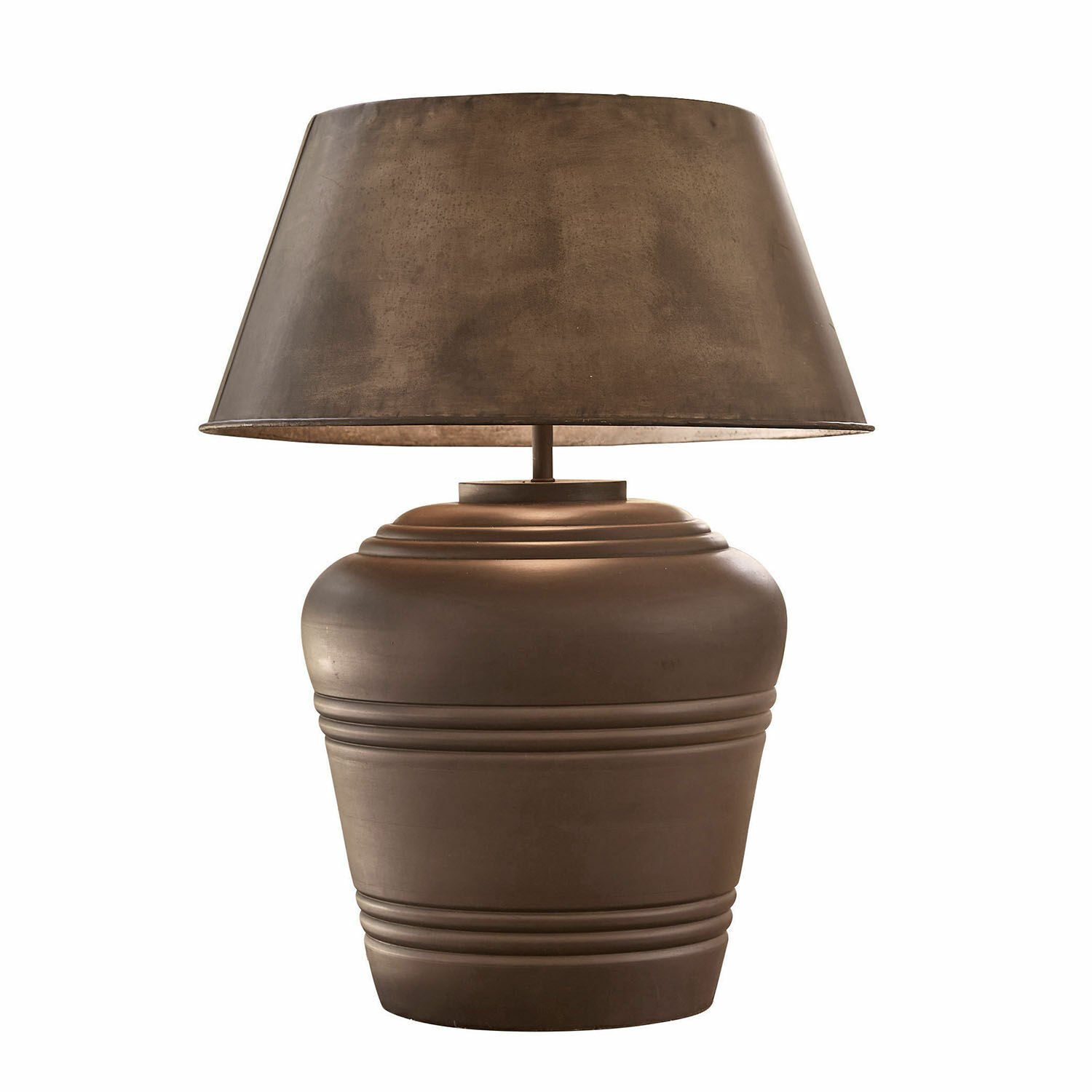 Tischlampe Morice Braune Keramik-Tischlampe mit Metall-Schirm, dekorative Innenraumbeleuchtung