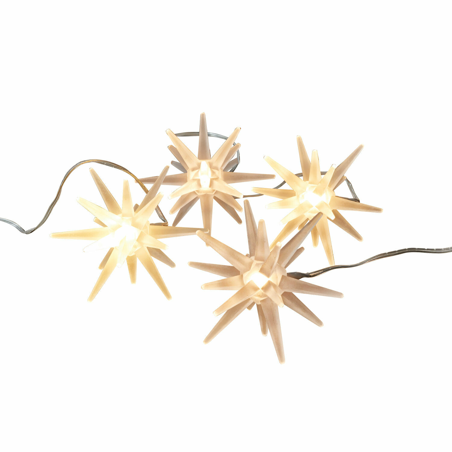 LED-Stern 4er Set Ciseau Dekorative Stern-Lichterkette aus Kunststoff in warmweiß für stimmungsvolle Weihnachtsbeleuchtung